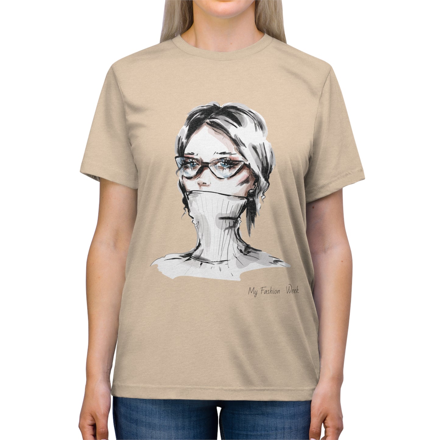 T-shirt tri-mélange avec motif artistique