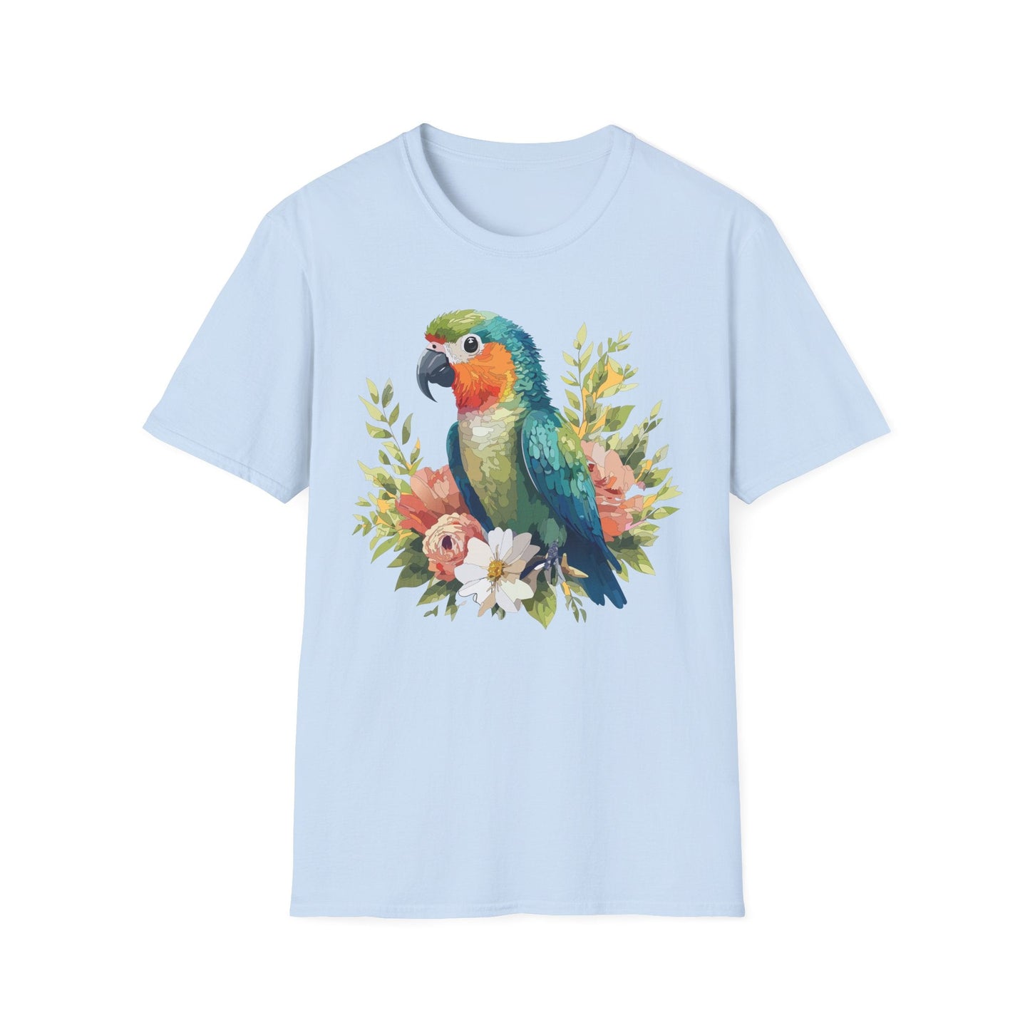 Floral Bird T Shirt Unisex Softstyle Gildan 64000 Cotton Tee for Everyday Comfort