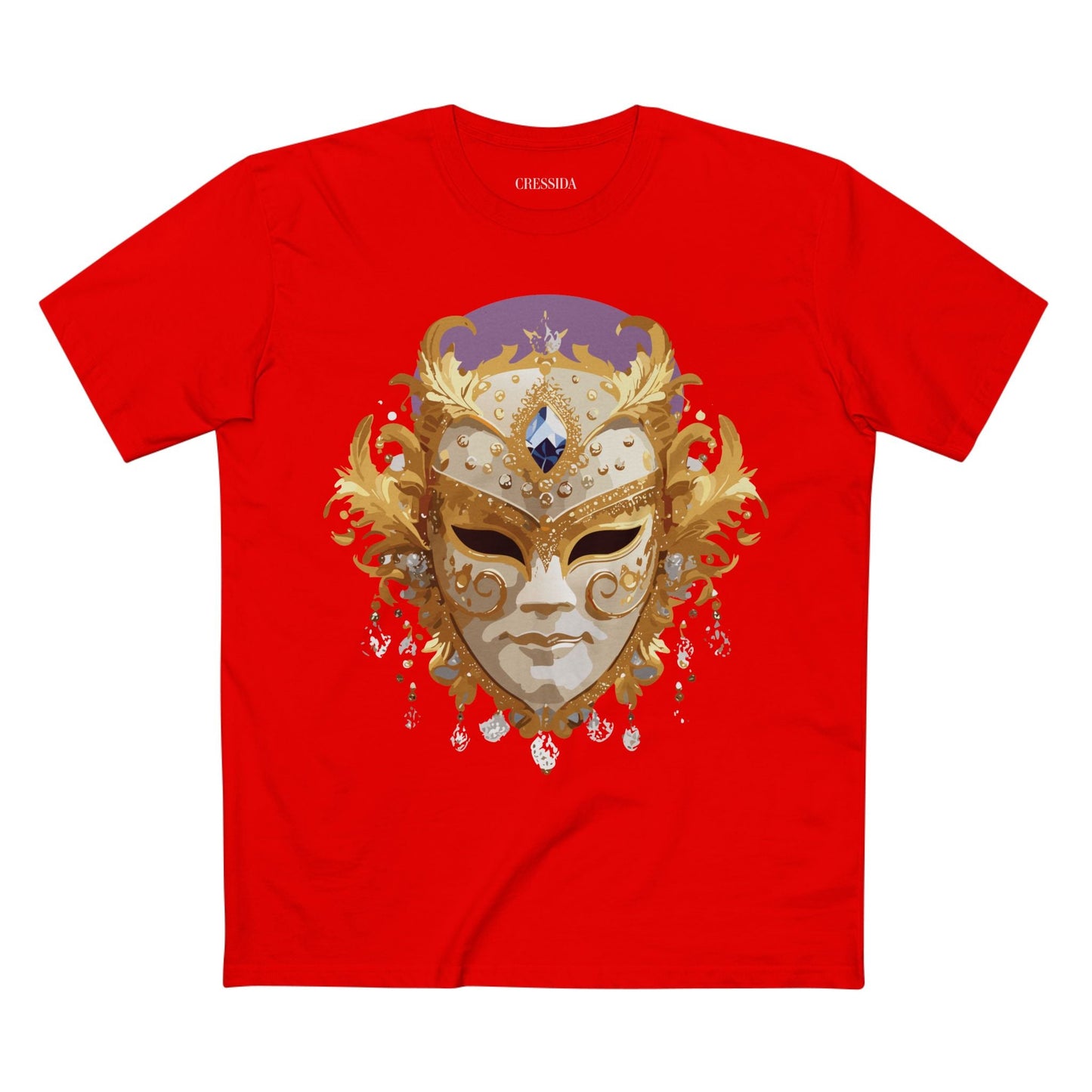 Carnival Mask Graphic T-Shirt Unisex 100 Cotton With Antique Gold Art Design Tee 18