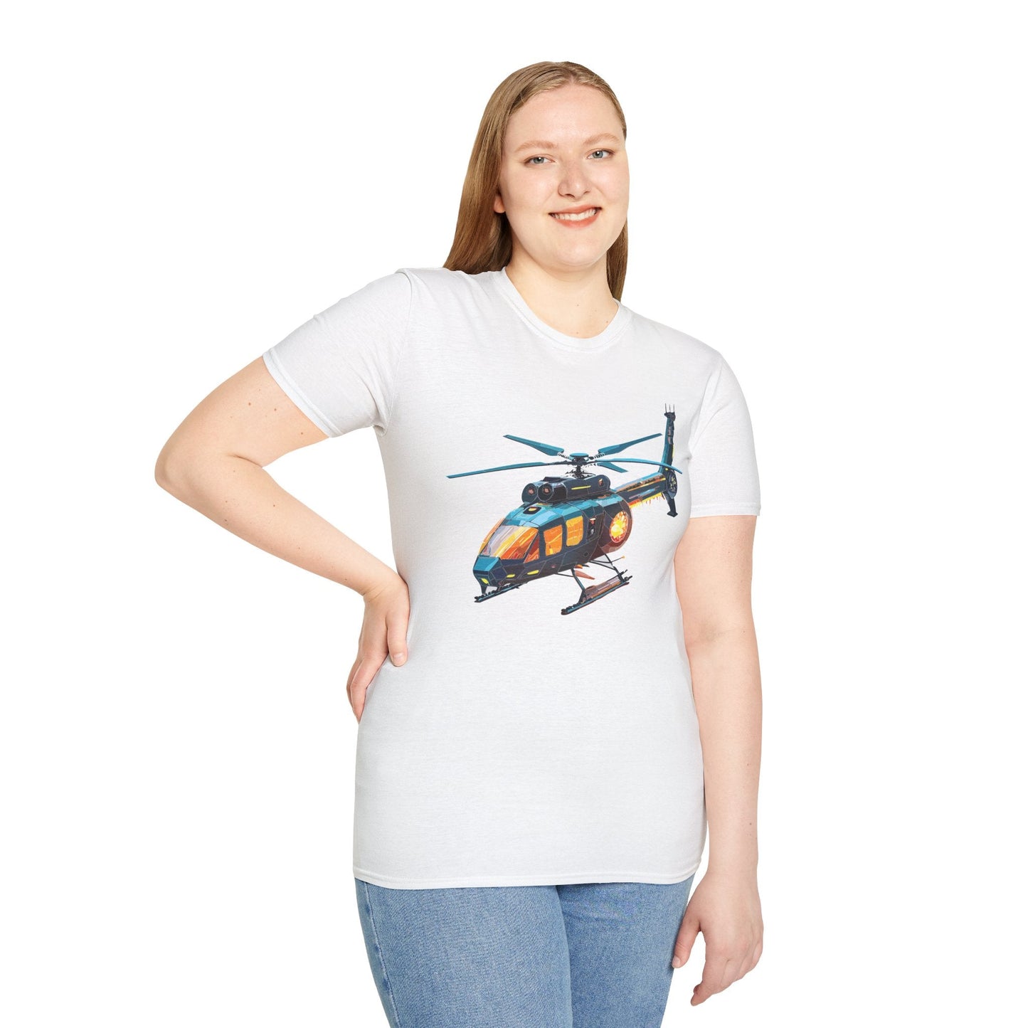 Chopper Helicopter Shirt Unisex Gildan Softstyle 64000 Cotton Tee Short Sleeve Graphic Tee