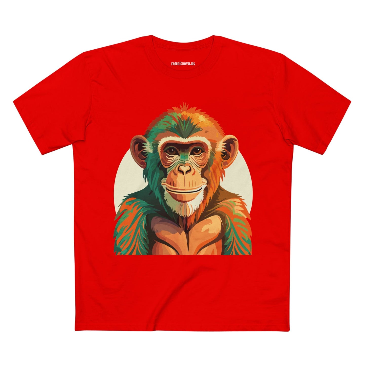 Unisex Monkey Shirt Premium Cotton Tee With Original Art Design From Retro2Nova Comfortable Everyday Wear Art Collection