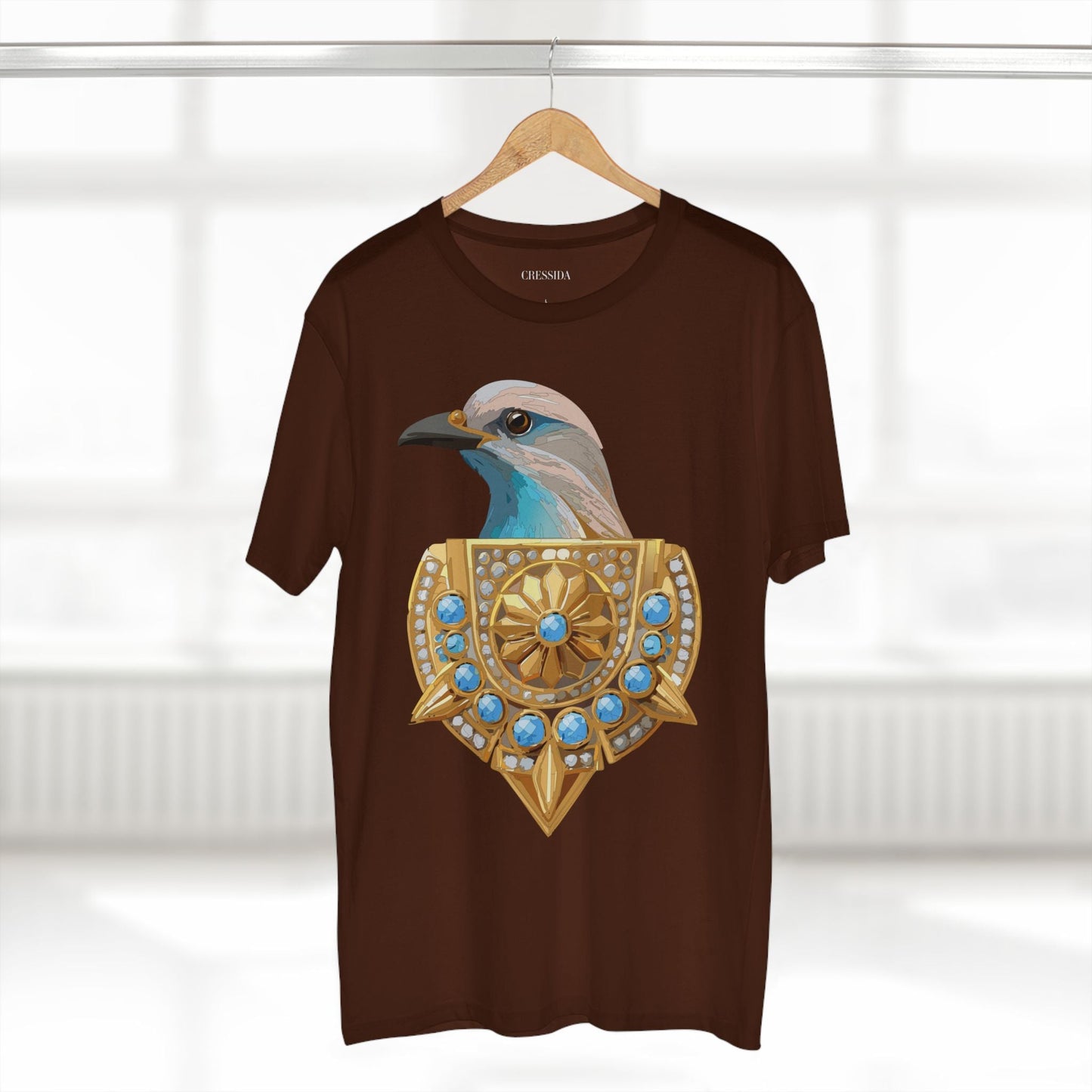 Bird Graphic Unisex 100 Cotton Tee With Unique Animal Golden Medallion Art Design 16