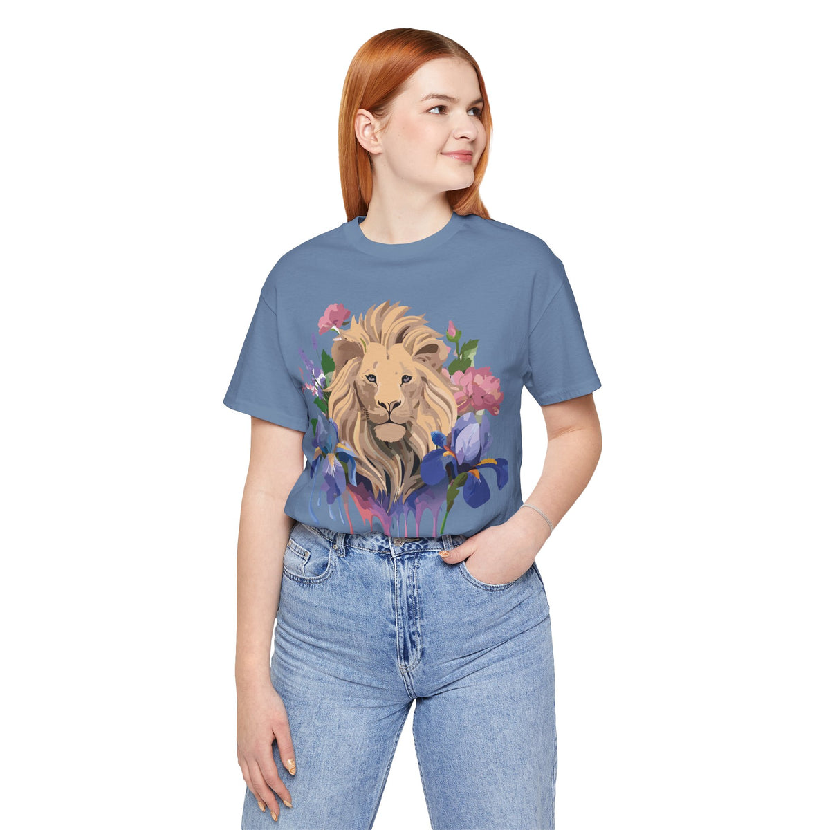 Lion Graphic Unisex Cotton Bella+Canvas Tee with Art Animal Design e318