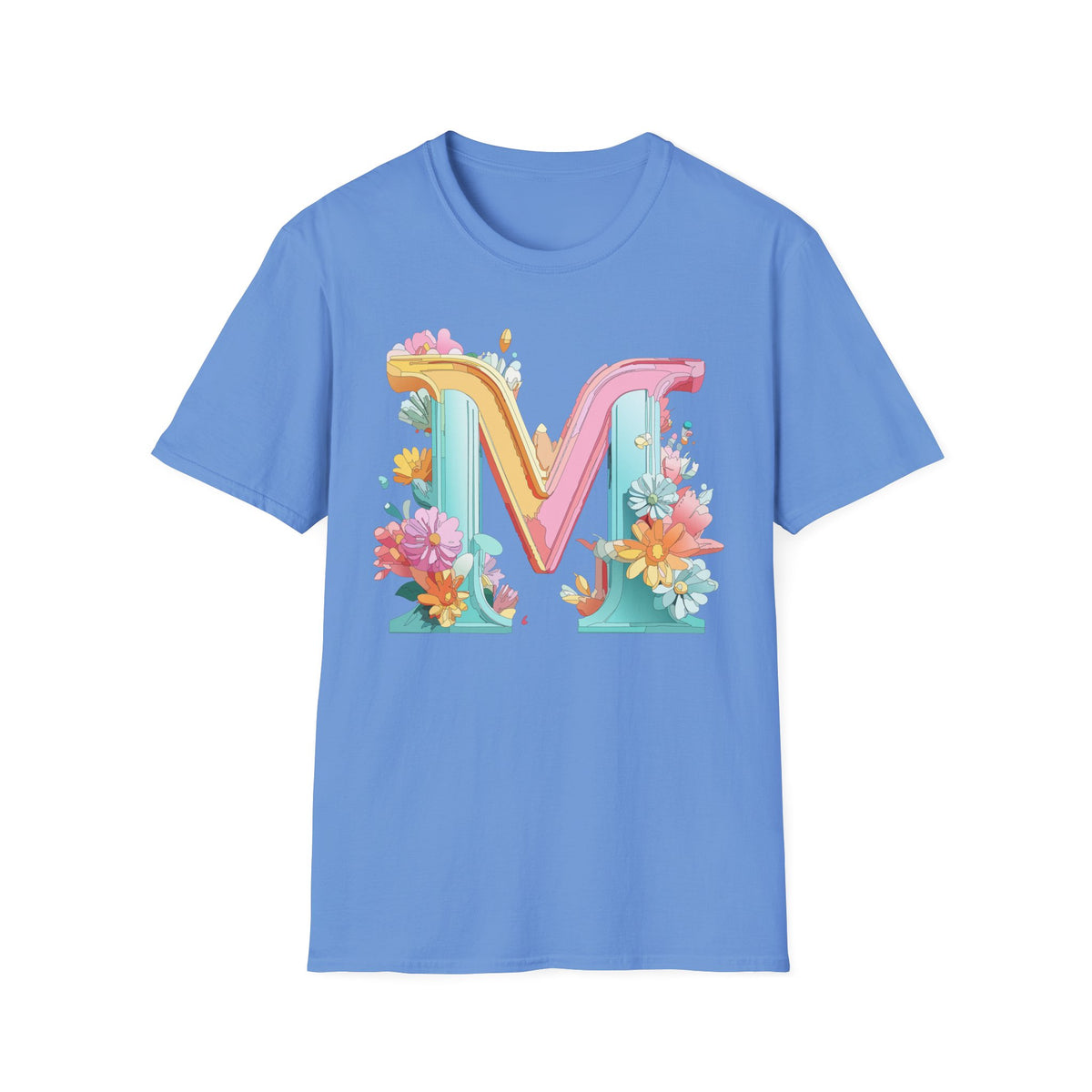 Floral Pastel Letter M T-Shirt | Monogram Initial Tee