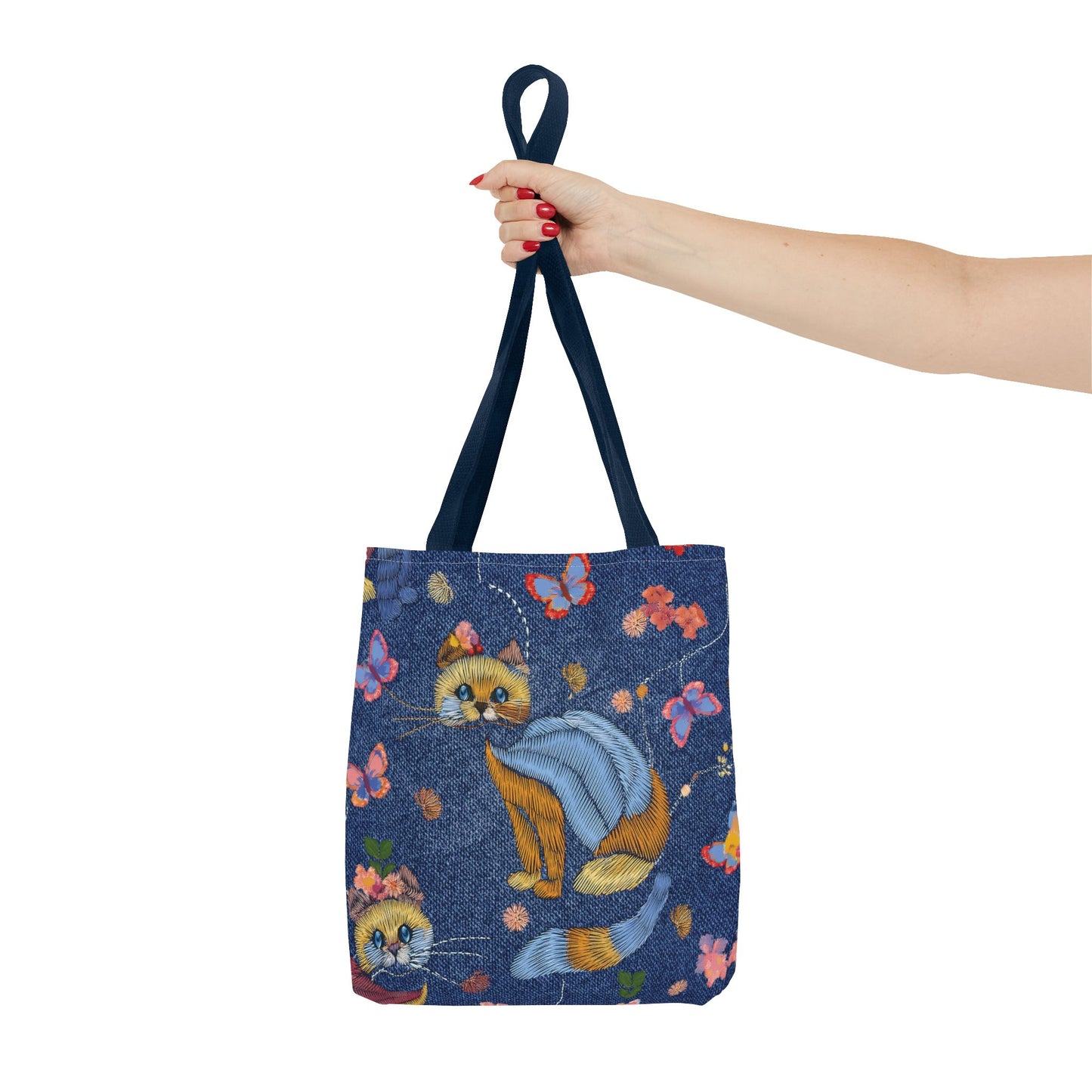 Denim Fabric Imitation Print Unisex Canvas Bag Poly Spun 3 Sizes Tote Bag 190-14
