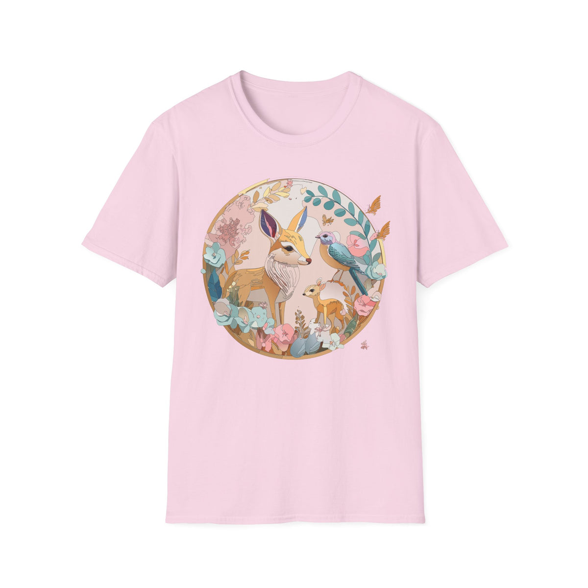 Woodland Fox and Bird Tee | Cute Fox Illustration T-Shirt