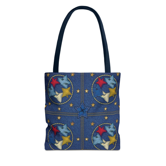 Denim Fabric Imitation Print Unisex Canvas Bag Poly Spun 3 Sizes Tote Bag 181-2