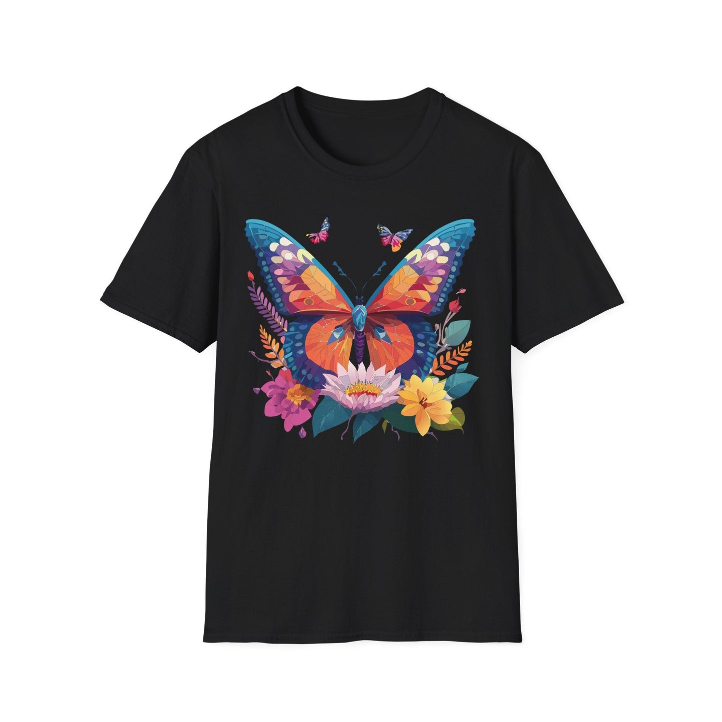 Butterfly Print Unisex T Shirt Softstyle 64000 Monarch Butterfly Themed Tee Ring Spun Cotton