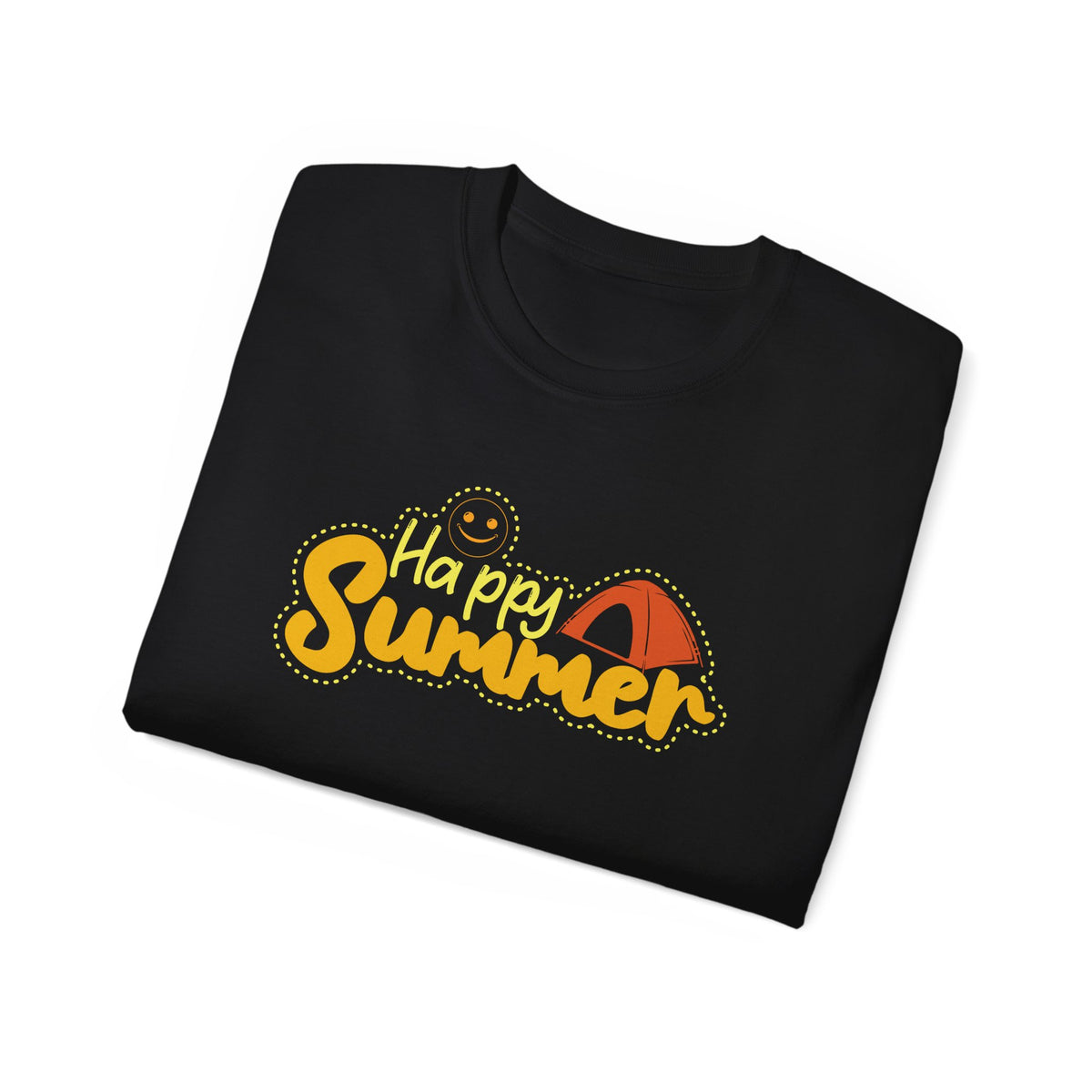 Happy Summer Sunshine Graphic Tee | Beach Tent, Sunglasses, Retro Script