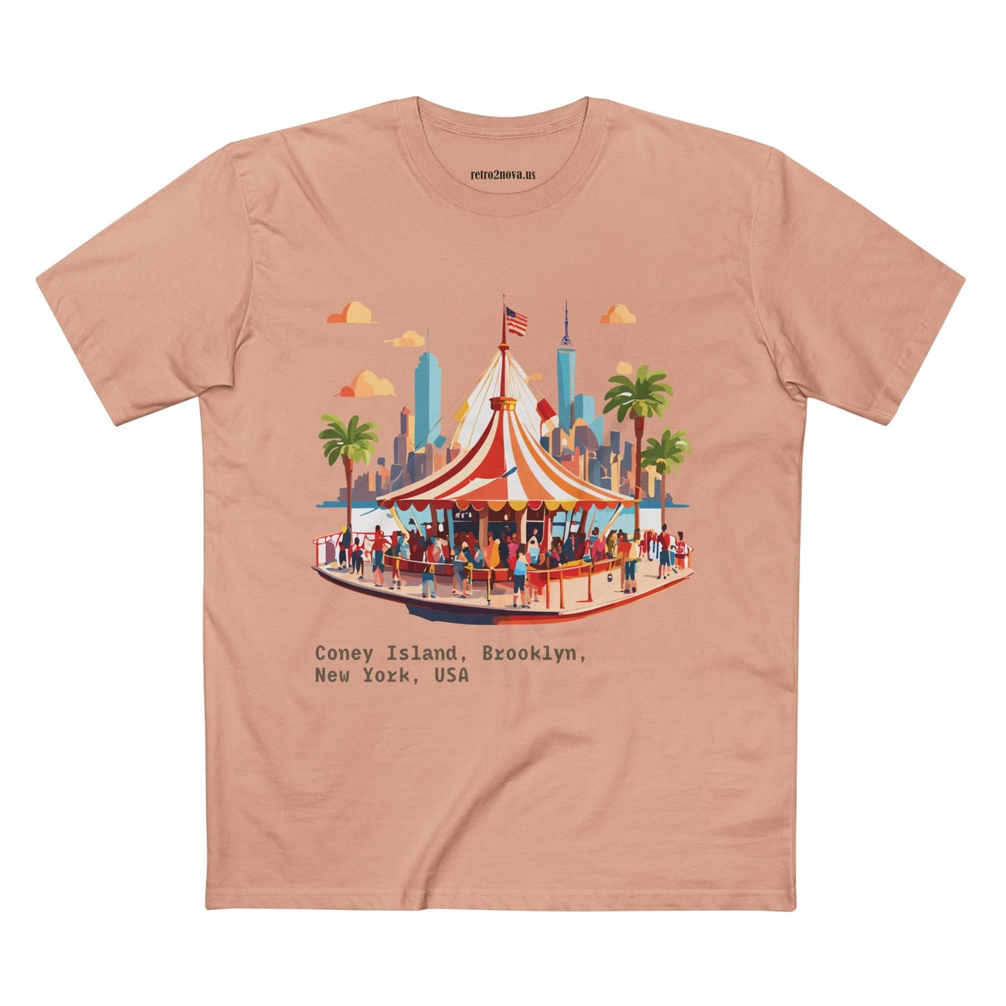 Retro2Nova Unisex Premium Cotton Art Tee With Original Brooklyn Travel Shirt Design
