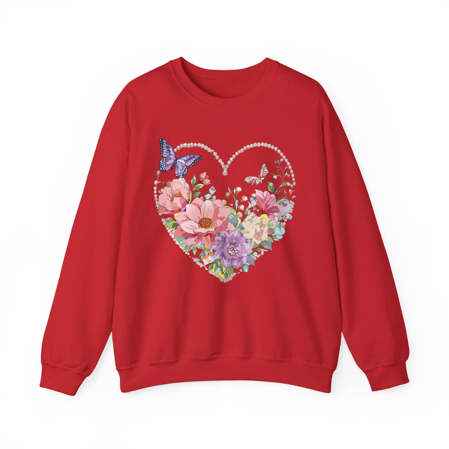 Floral Heart Sweatshirt Unisex Floral Love Crewneck Heavy Blend Gift For Valentine Day Cold Weather