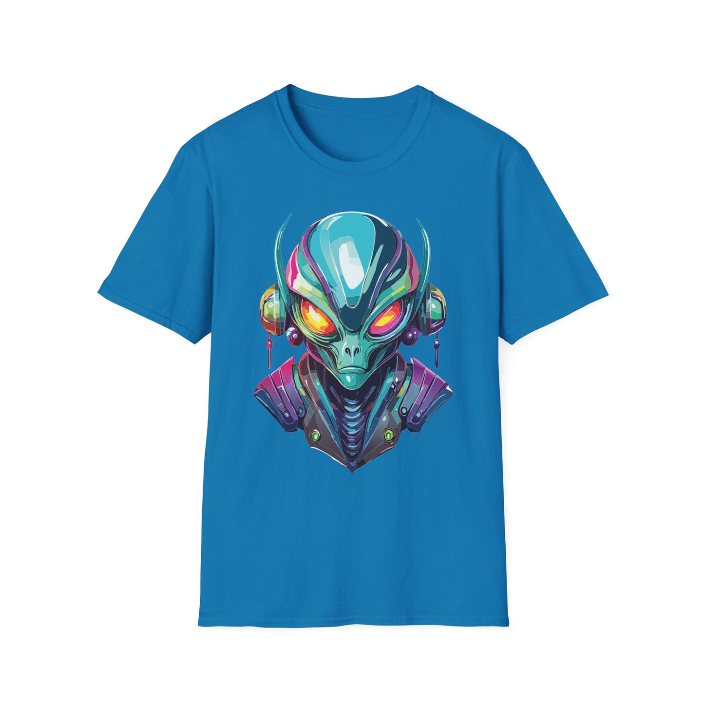 Alien Cosmos Unisex Cotton T Shirt With Alien Artwork Softstyle Ring Spun Cotton 64000