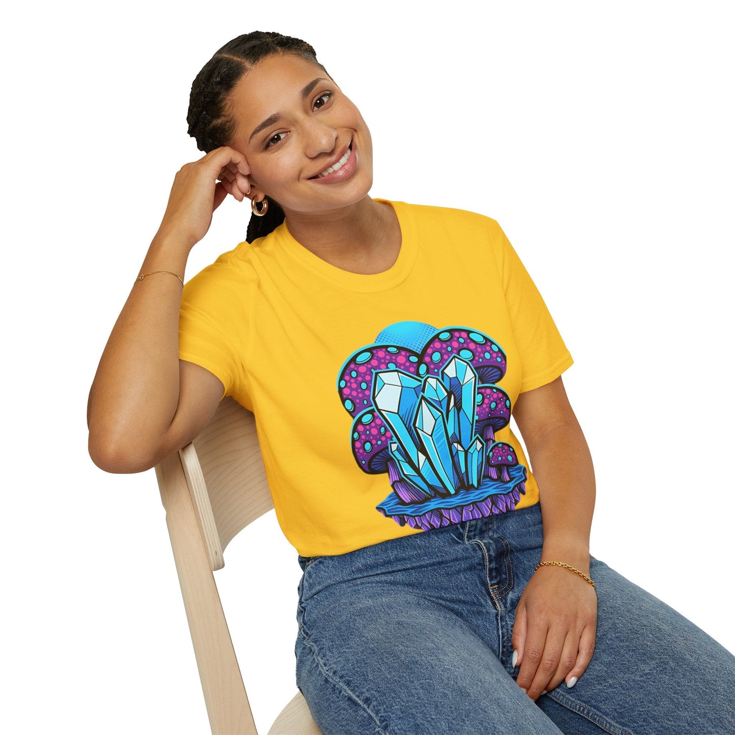 Funny Mashroom Graphic Unisex Softstyle Cotton With Cartoon Illustration Design 21