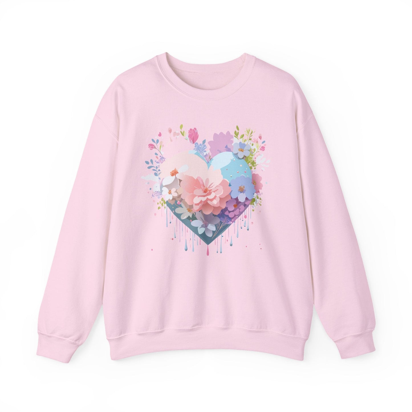 Floral Heart Sweatshirt Unisex Heavy Blend Crewneck Valentines Day Floral Love Cozy