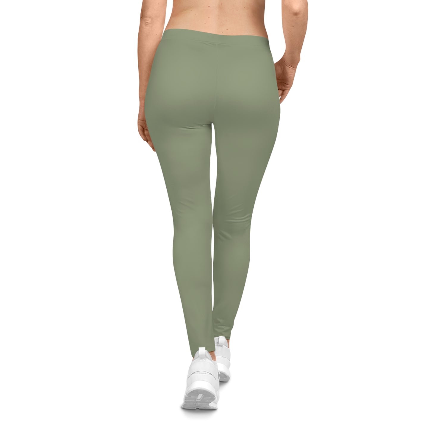 Dusty Sage Green Color Women's Poly-Span Casual Leggings XS-2XL