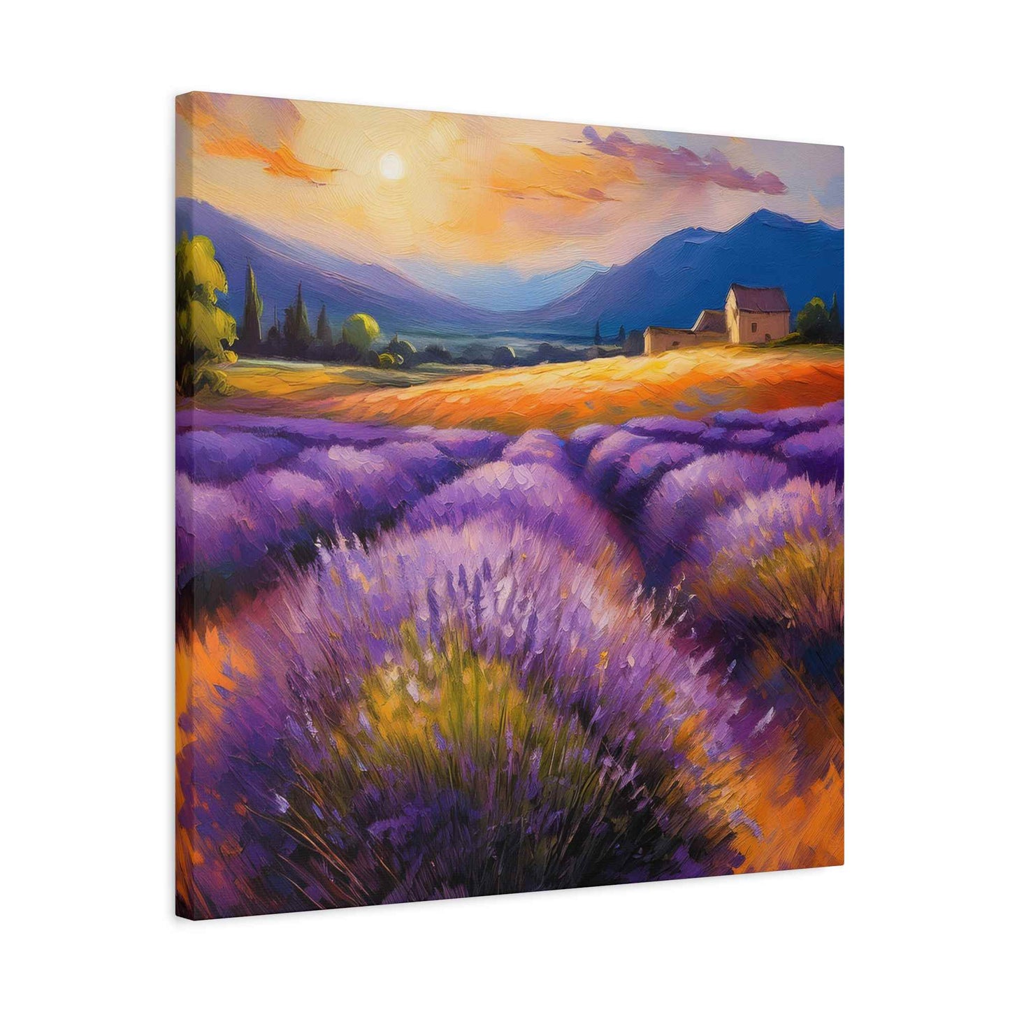Lavender Landscape Print Canvas, Landscape Oil Paint Print 20x20, 24x24, 30x30, 32x32, 36x36 Art Design Print Non-Frame MC-33