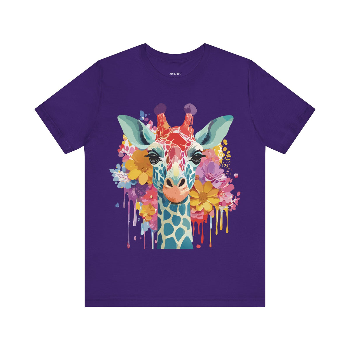 Giraffe Graphic Unisex Cotton Bella+Canvas Tee with Art Animal Design e19
