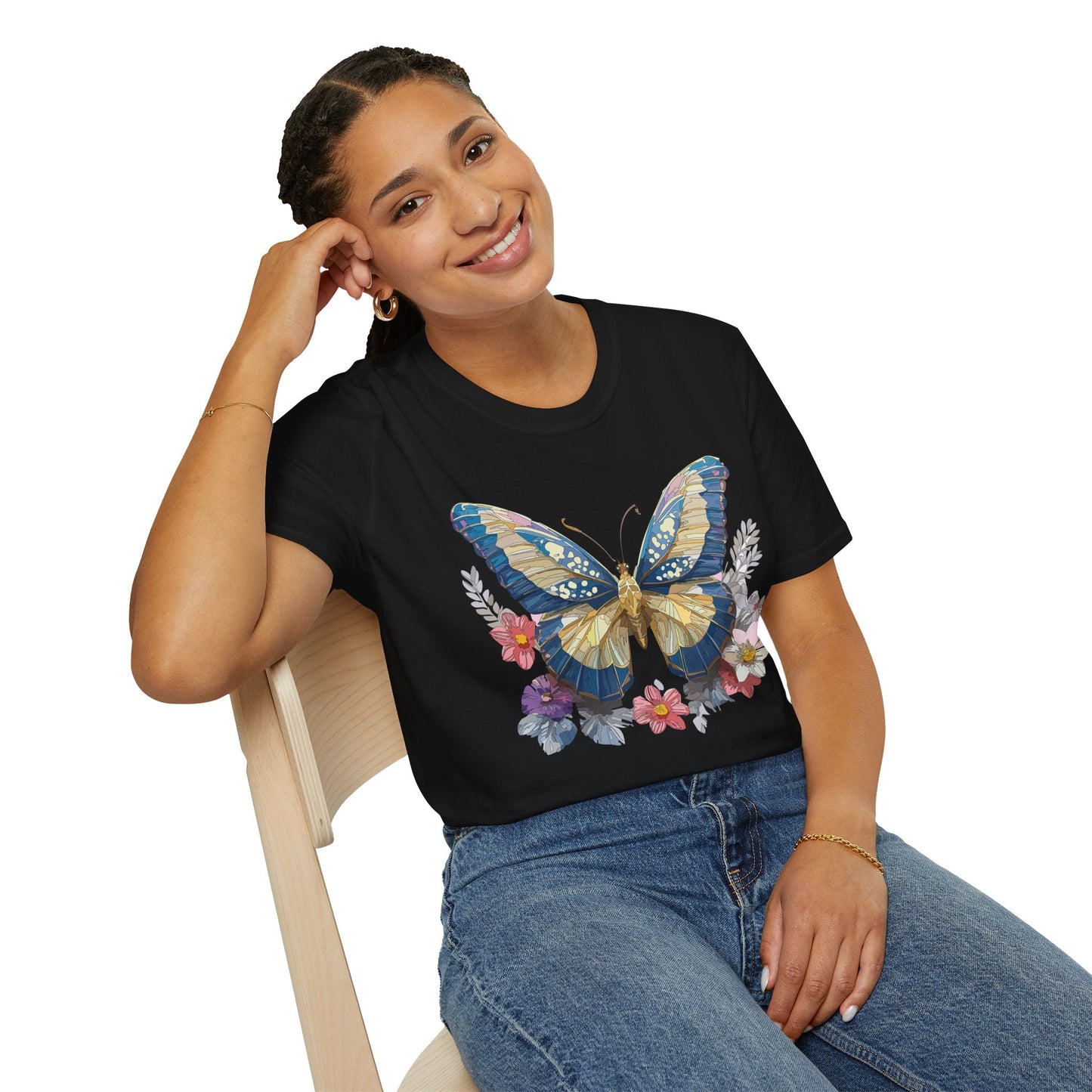 Butterfly Unisex Short Sleeve Tee Shirt Gildan Softstyle 64000 Monarch Design Graphic Tee