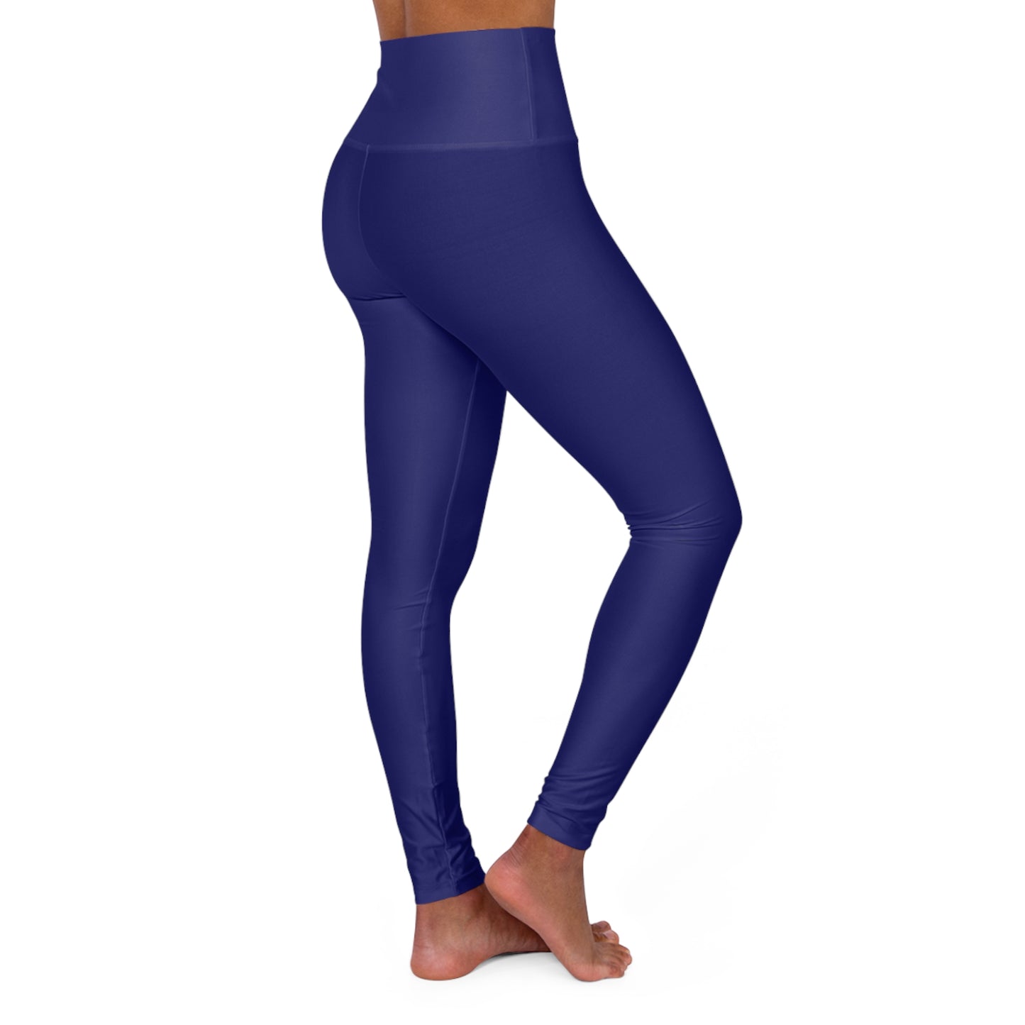 High-Waisted Deep Twilight Yoga Leggings Women's Seamless Poly-Span Solid Navy Stretch Leggings for Workout