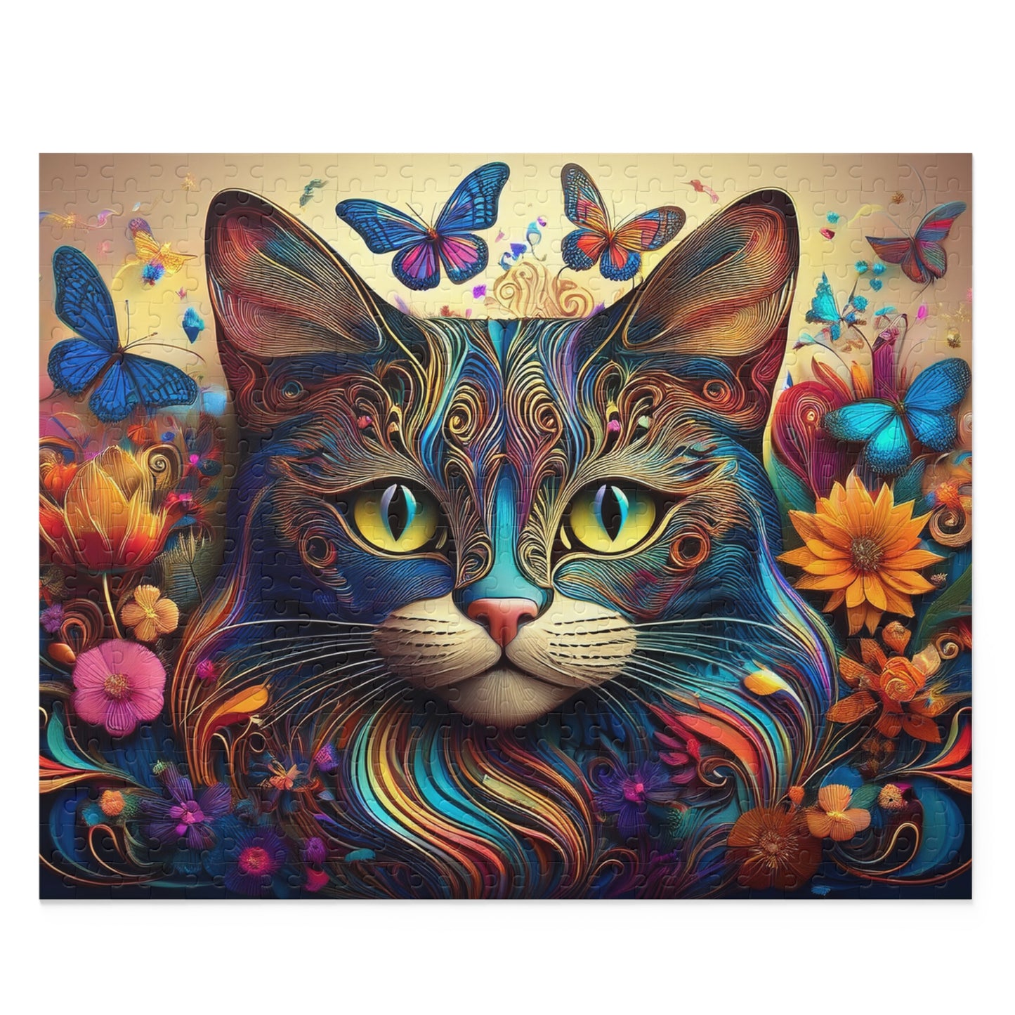 3D Cute Floral Cat Face Puzzle 500-Piece | Floral Cat Puzzle 500-Piece Ages 9+