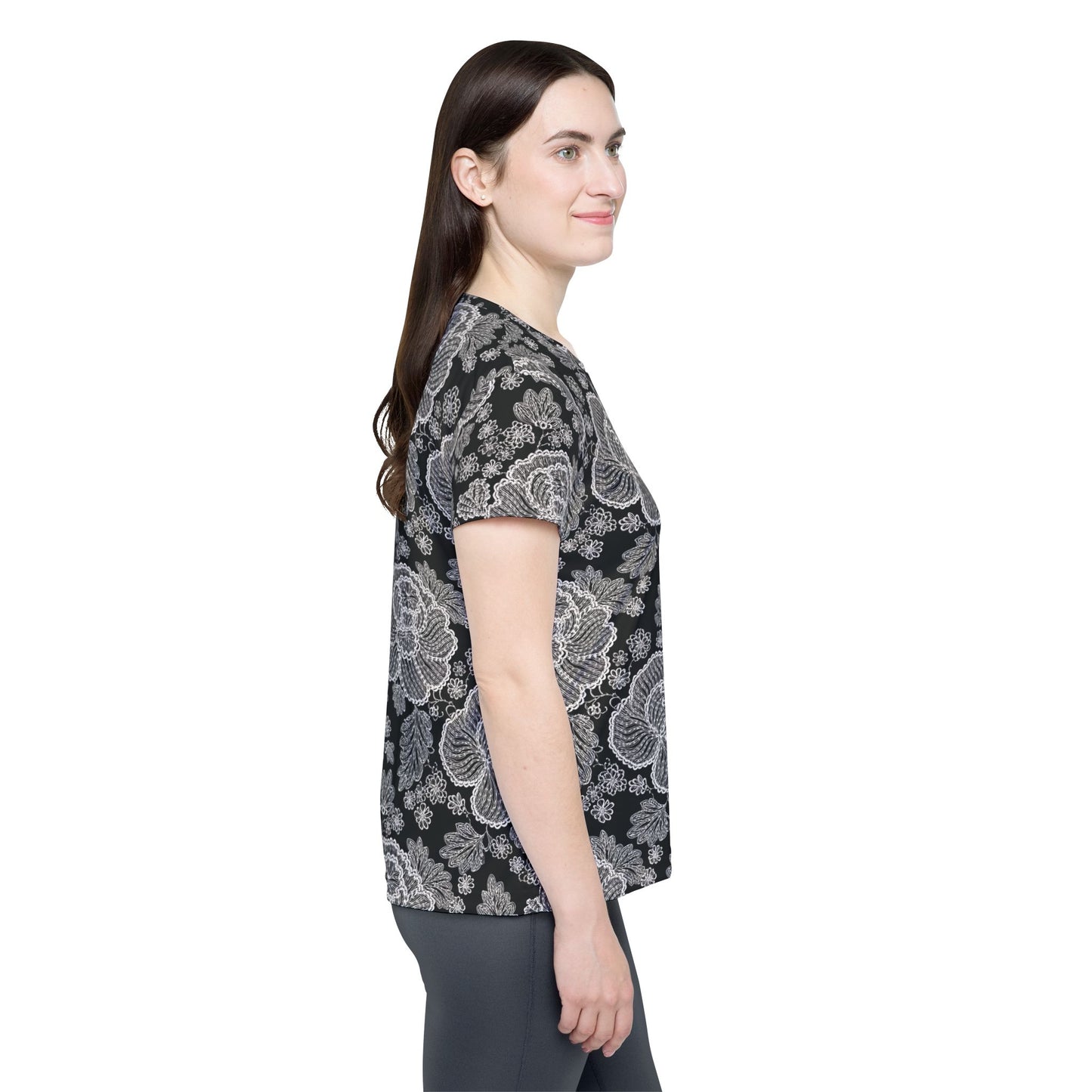 Lace Print Poly Shirt, Poly Shirt with Lace Print, Lace Shirt 33