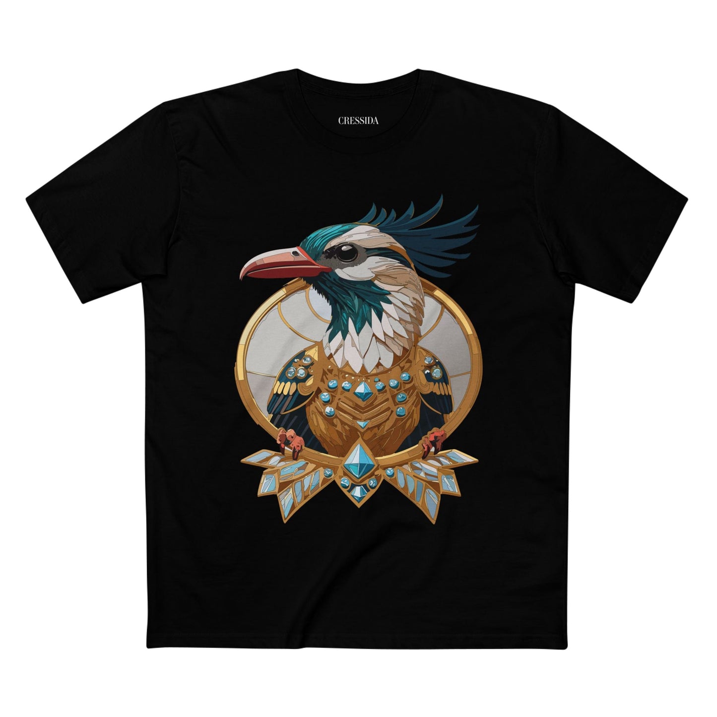 Bird Graphic Unisex 100 Cotton Tee With Unique Animal Golden Medallion Art Design 19
