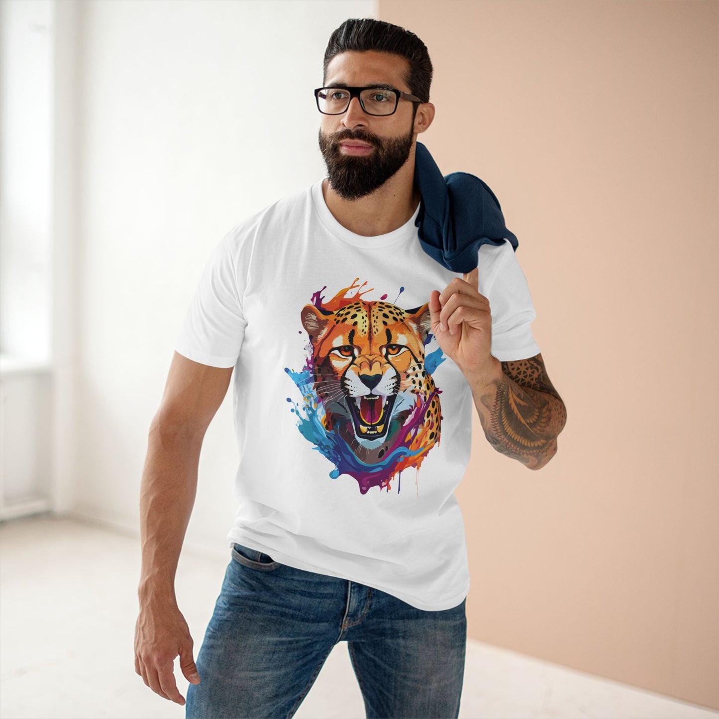 Cheetah Graphic Unisex 100 Cotton Staple Tee with Animal Design Artwork 23