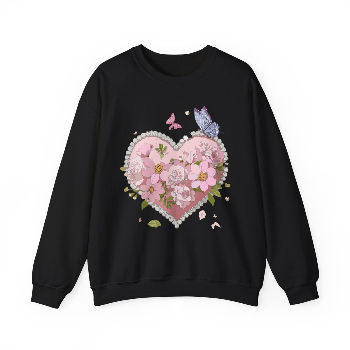 Floral Heart Love Graphic Valentine's Day Sweatshirt Unisex 50/50 Cotton-Poly Sweatshirt w28