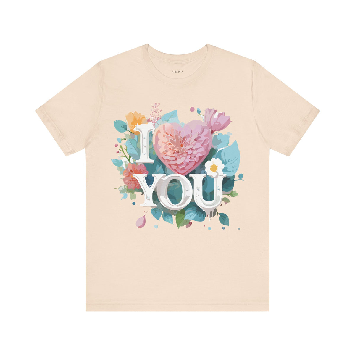 Valentine's Day Graphic Unisex Cotton Bella+Canvas Tee with Floral Art Design d103