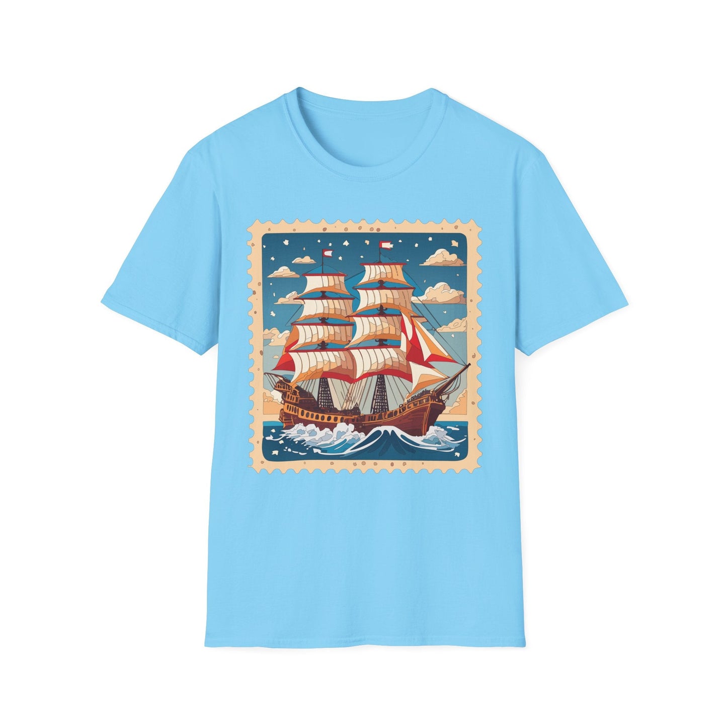 Ship T Shirt Unisex Frigate Vessel Tee Gildan Softstyle 64000 100 Percent Ring Spun Cotton
