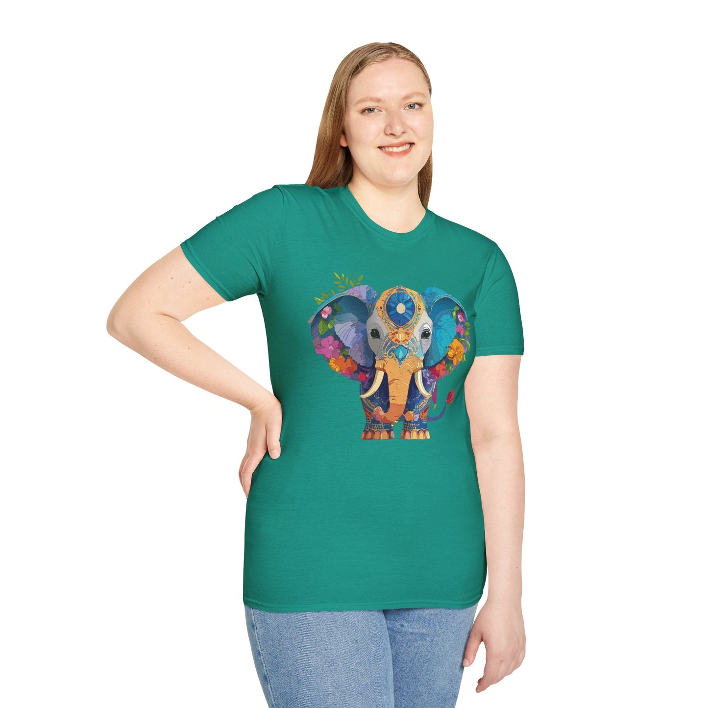 Elephant Graphic Shirt For Adults Unisex Softstyle Tee 100 Percent Cotton Gildan 64000
