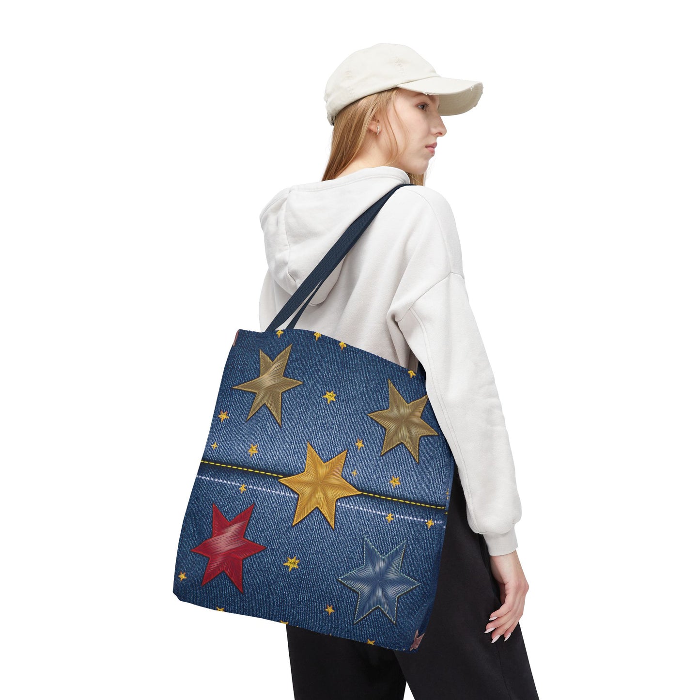 Denim Fabric Imitation Print Unisex Canvas Bag Poly Spun 3 Sizes Tote Bag 181-3