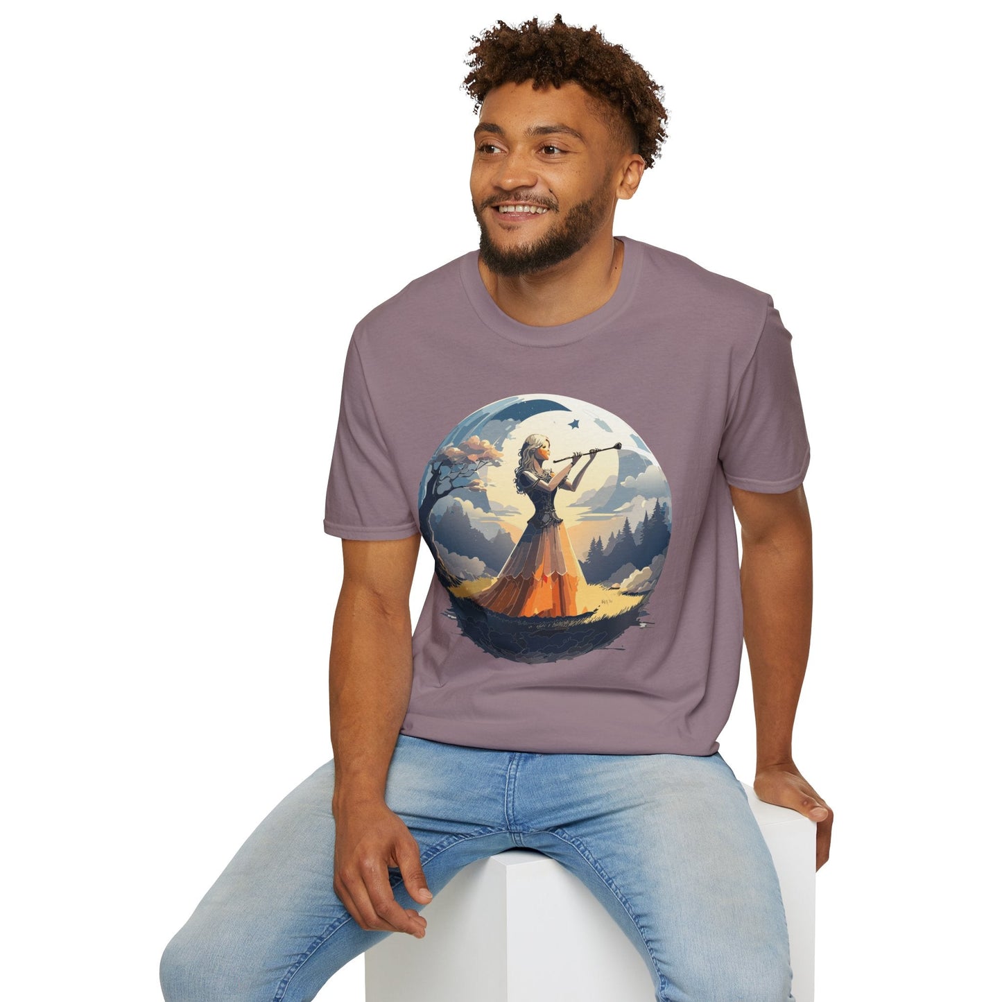 Unisex Softstyle Graphic T Shirt 100 Percent Ring Spun Cotton Art Design Tee For Women