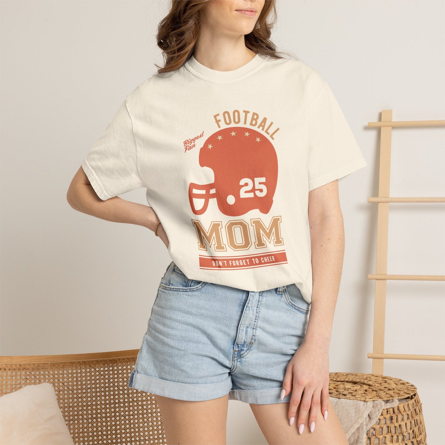 Football Mom T-shirt Mother's Day Mama Tee Unisex Comfort Colors Garment-Dyed Cotton h43