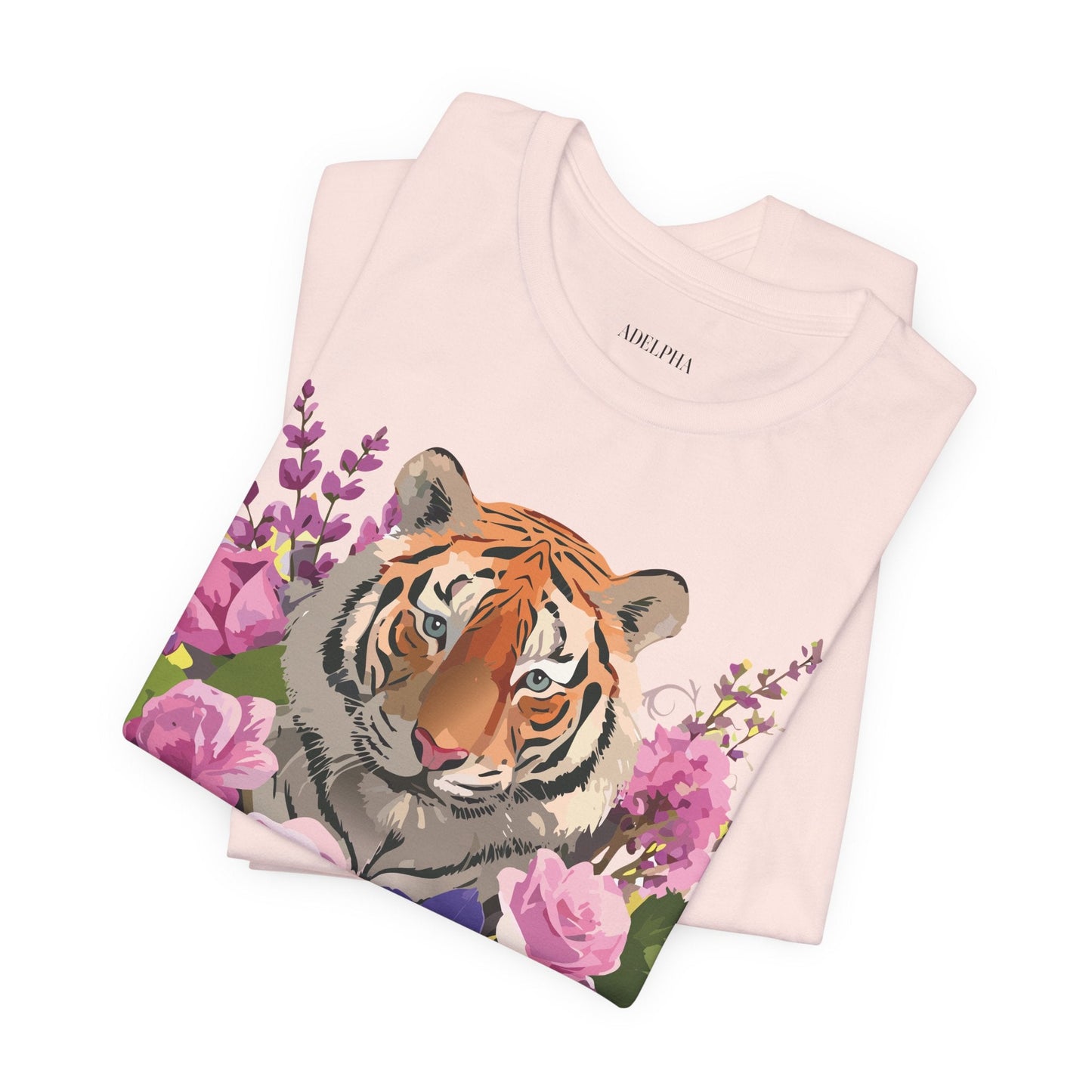 Tiger Graphic Tee Unisex Short Sleeve Vintage Inspired Art Design By Adelpha Premium