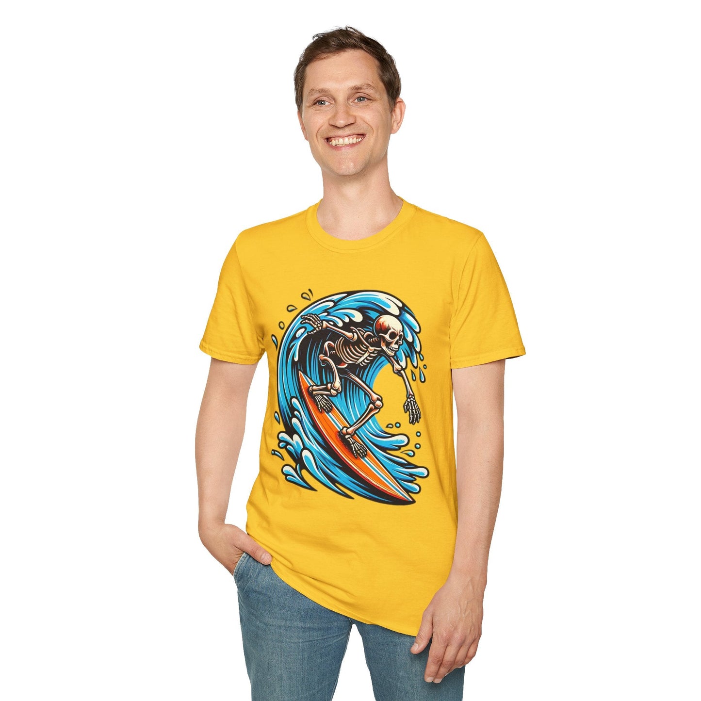 Skull Tee Shirt With Skeleton Art Design Unisex Gildan Softstyle 64000 Ring Spun Cotton Tee