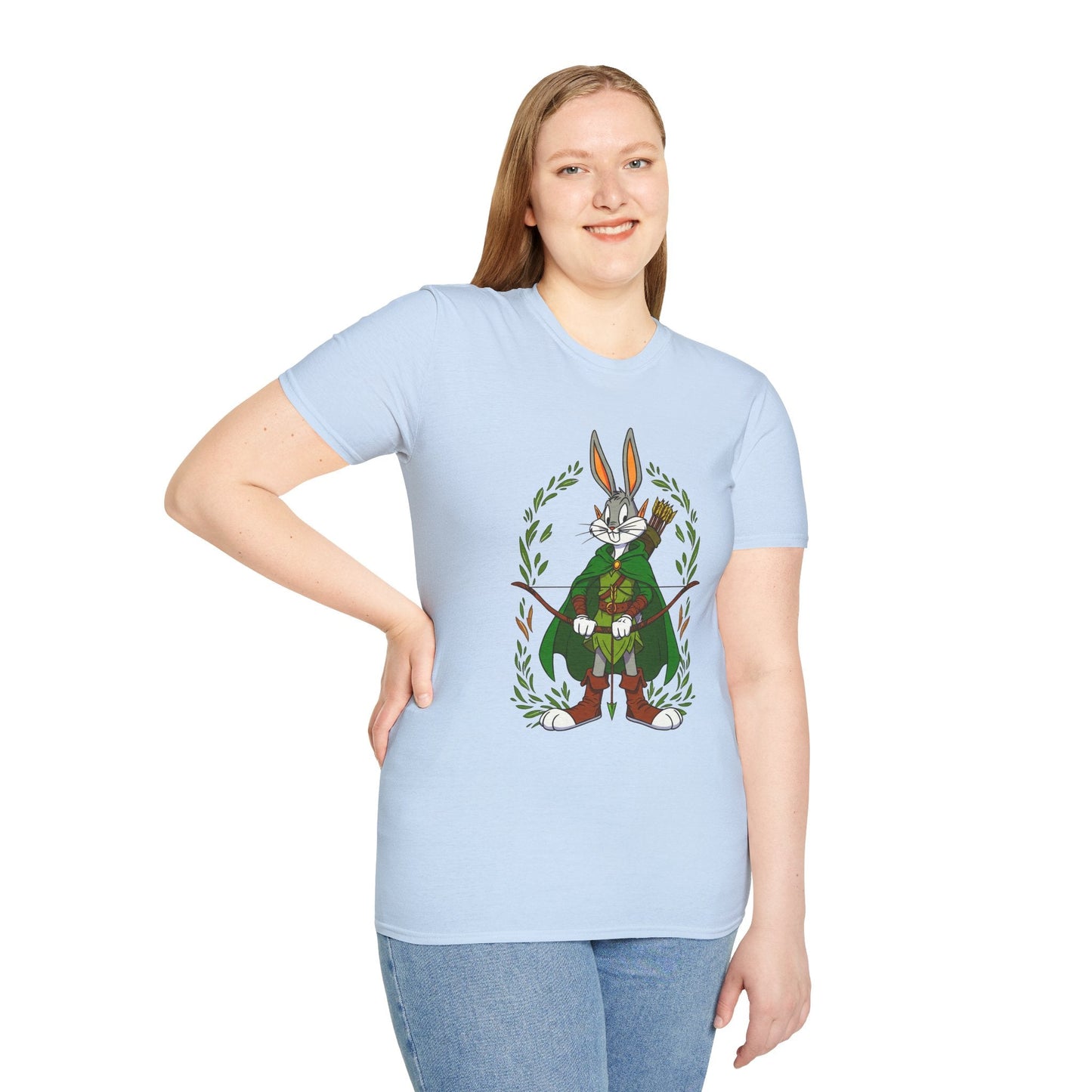 Bugs Bunny T Shirt Cartoon Art Tee Unisex Gildan Softstyle 64000 100 Percent Ring Spun Cotton
