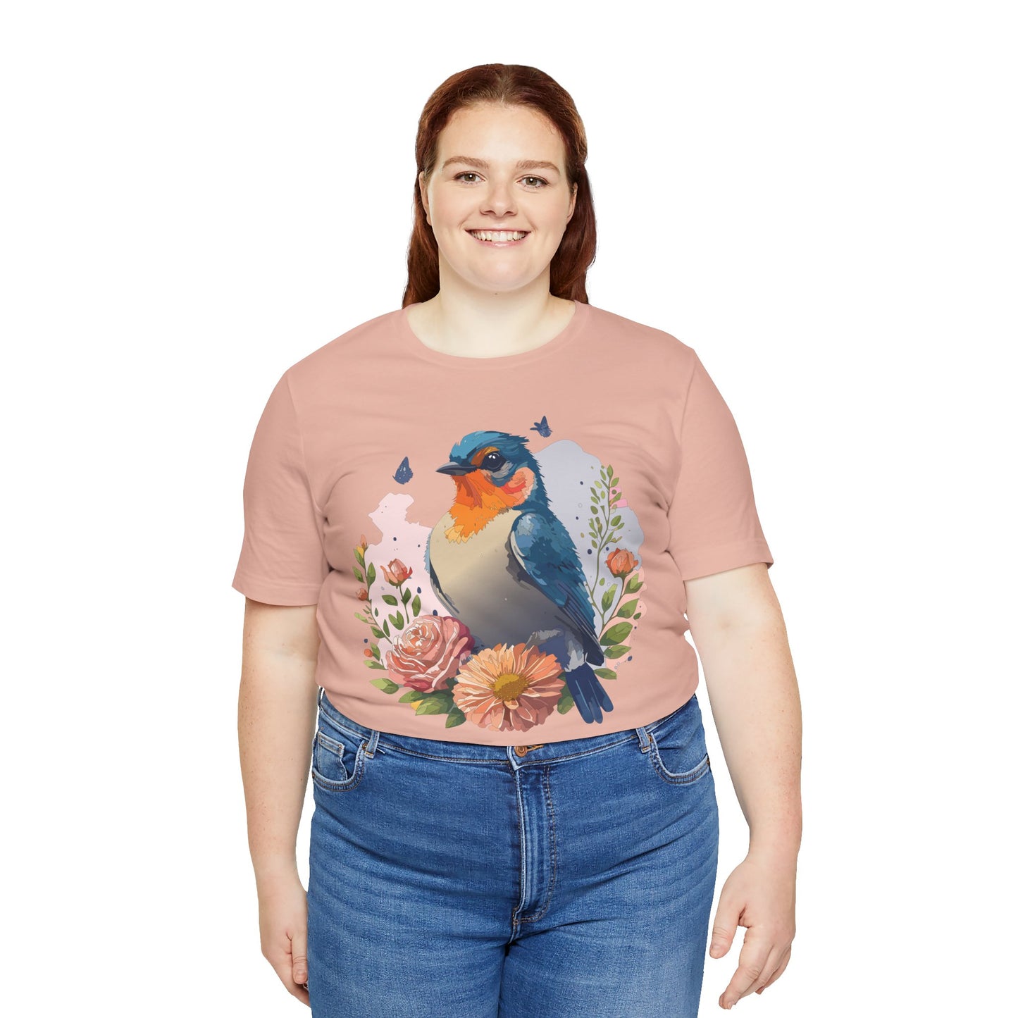 Floral Bird Tee, Animal Shirt, Bird Shirt, Floral Tee, Flower T-shirt, T-Shirt with Animal