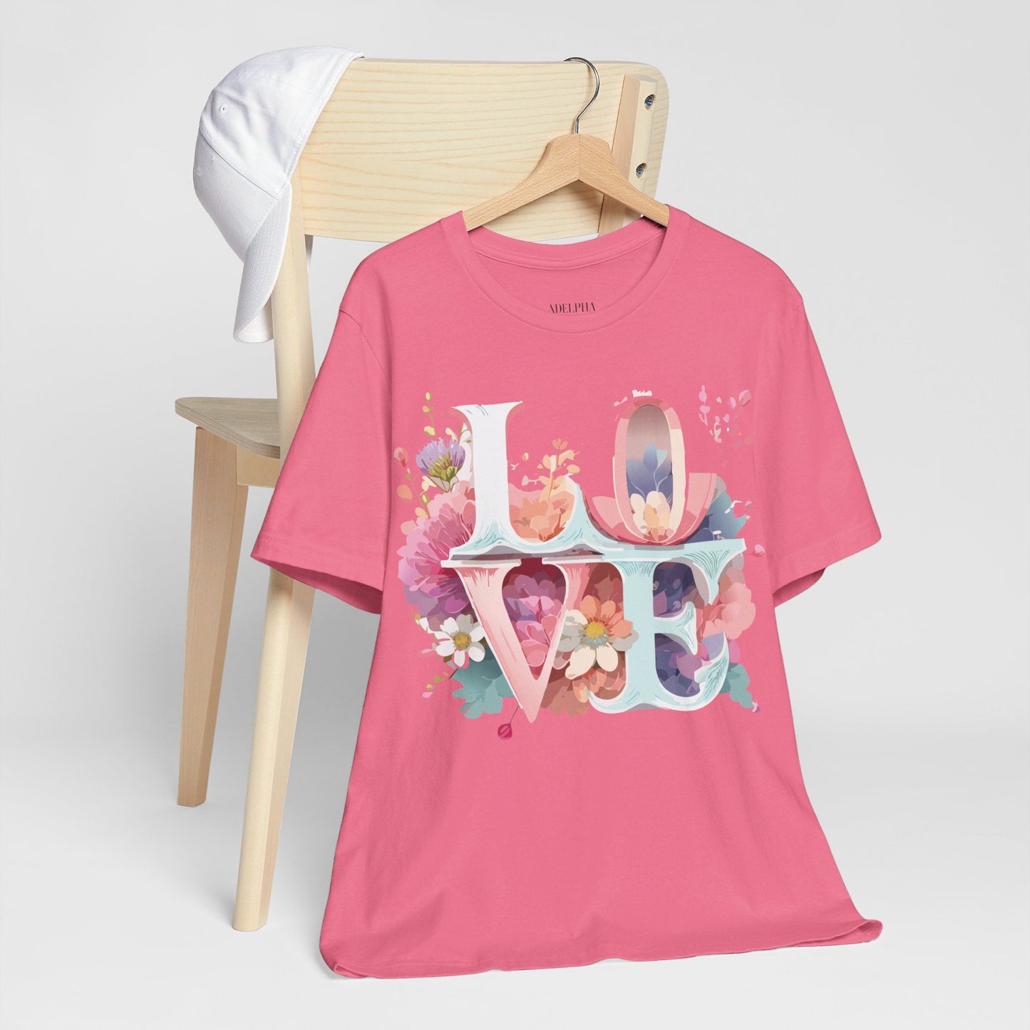 Valentine Day Graphic Unisex 100 Cotton Vintage Artwork with Love and Flower Design Tee 59