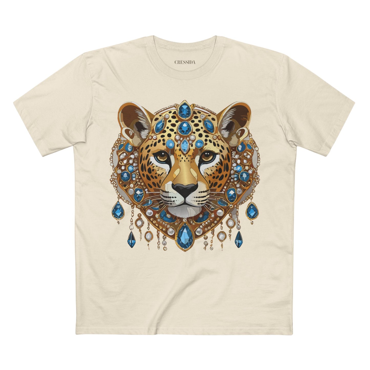 Cheetah Graphic Unisex 100 Cotton Tee With Unique Animal Golden Medallion Art Design 46