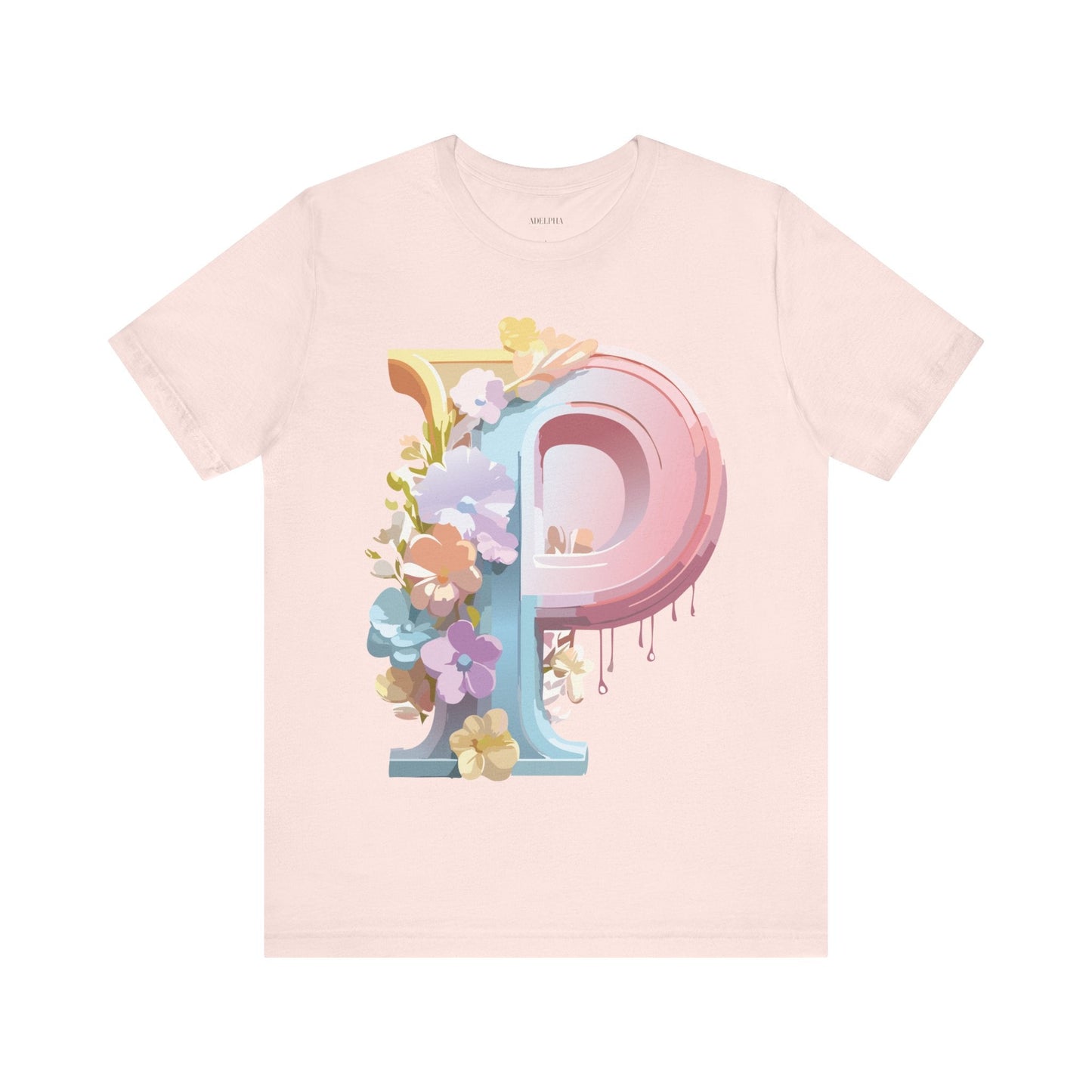 Adelpha Letter P Graphic Tee Unisex Vintage Inspired Art Design Jersey Short Sleeve Shirt