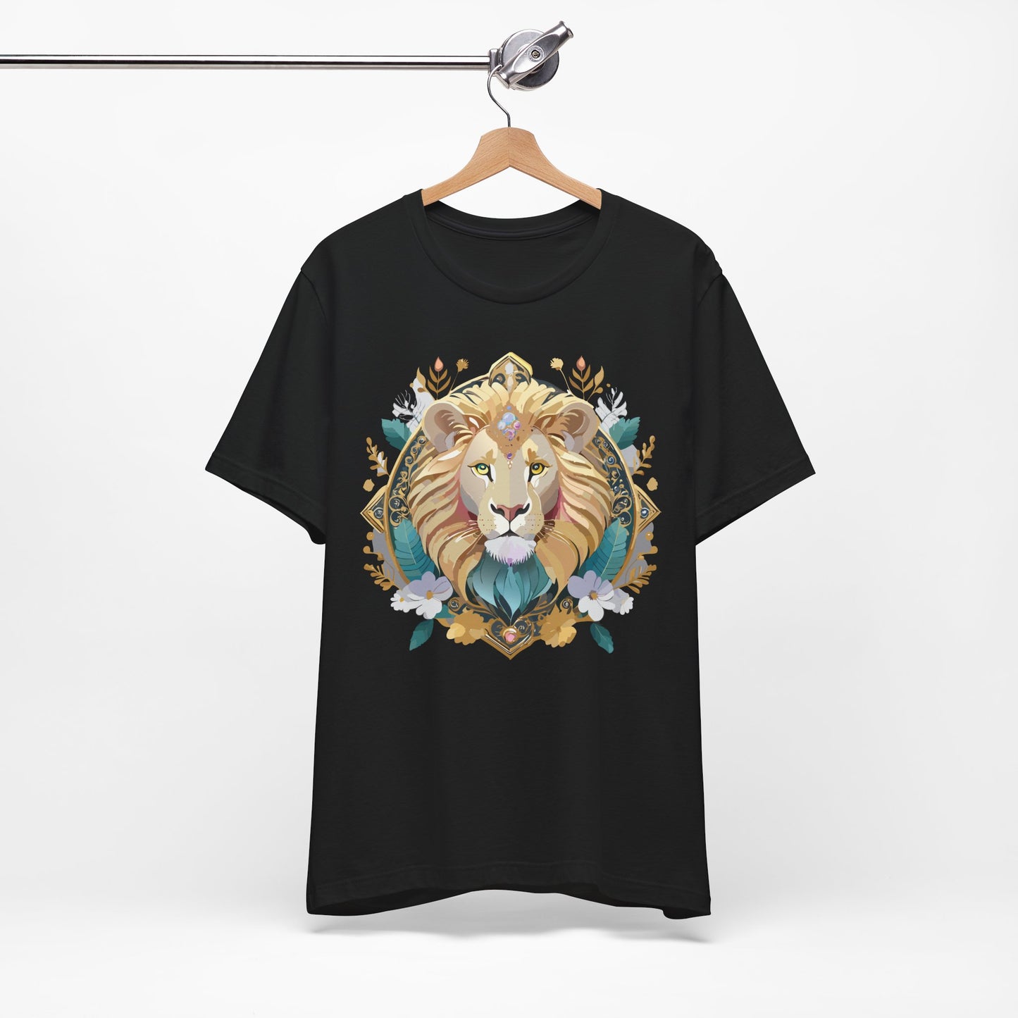 Unisex Lion Graphic Tee, Animal Shirt, Tee Shirt with Lion, Medallion T-Shirt, Animal Medallion Tees 2