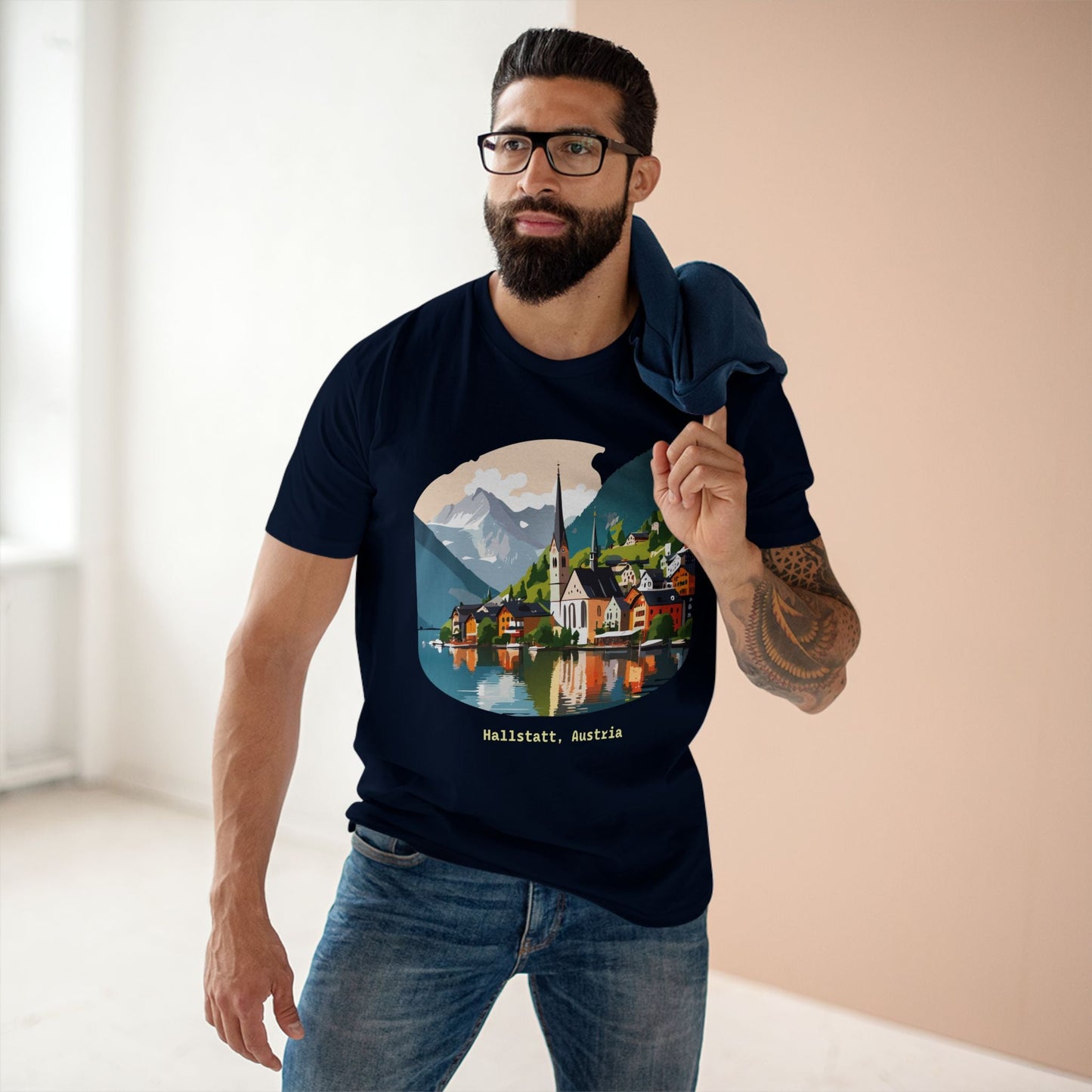 Austria Travel Shirt Unisex Premium Cotton Tee Featuring Original Art Design Retro2Nova