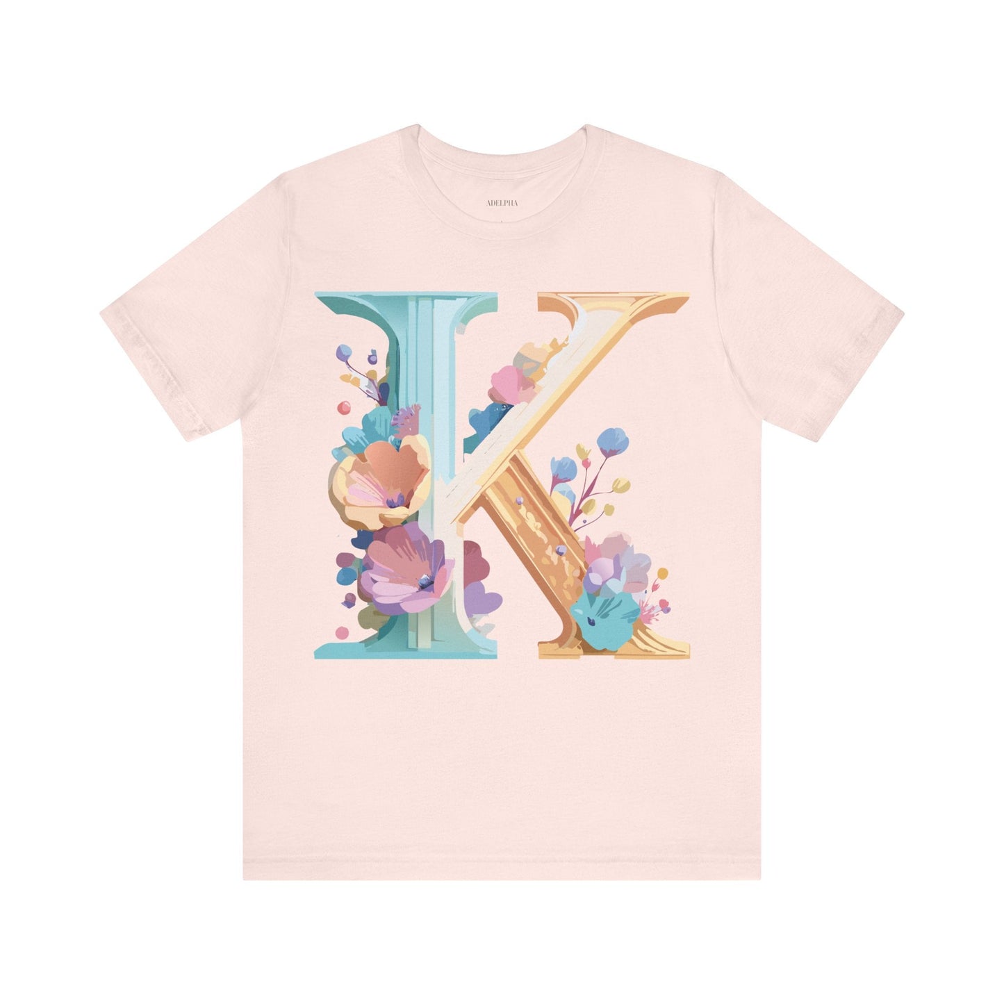 Letter K Graphic Tee Unisex Shirt By Adelpha Vintage Art Design Short Sleeve Collection