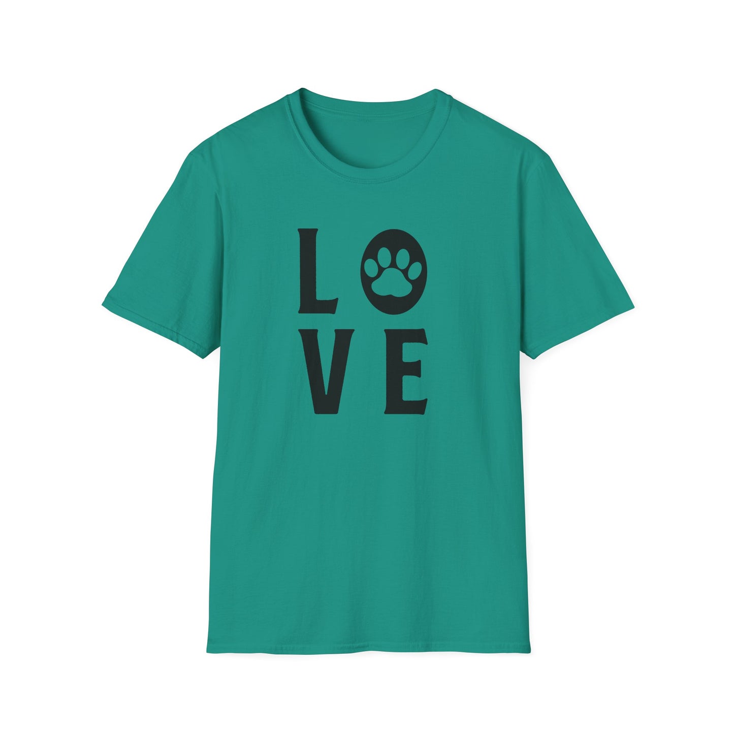 Love Paw T-Shirt Unisex Cotton Short Sleeves Pet Lover Tee with Paw Print