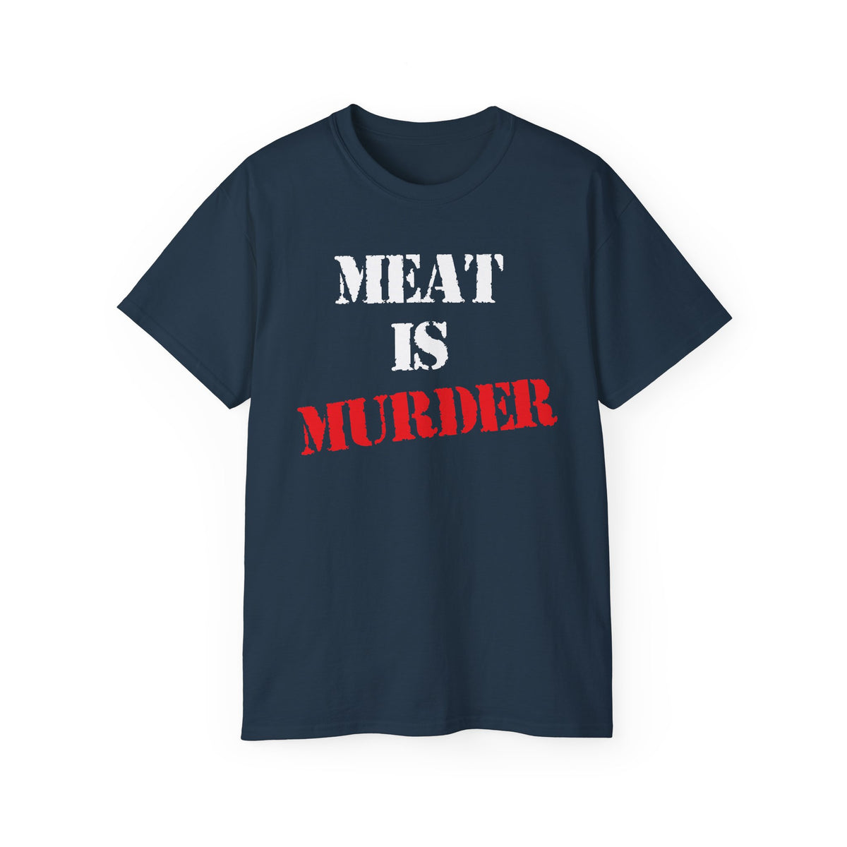 Meat Is Murder Tee | Bold Stencil Text Statement T-Shirt