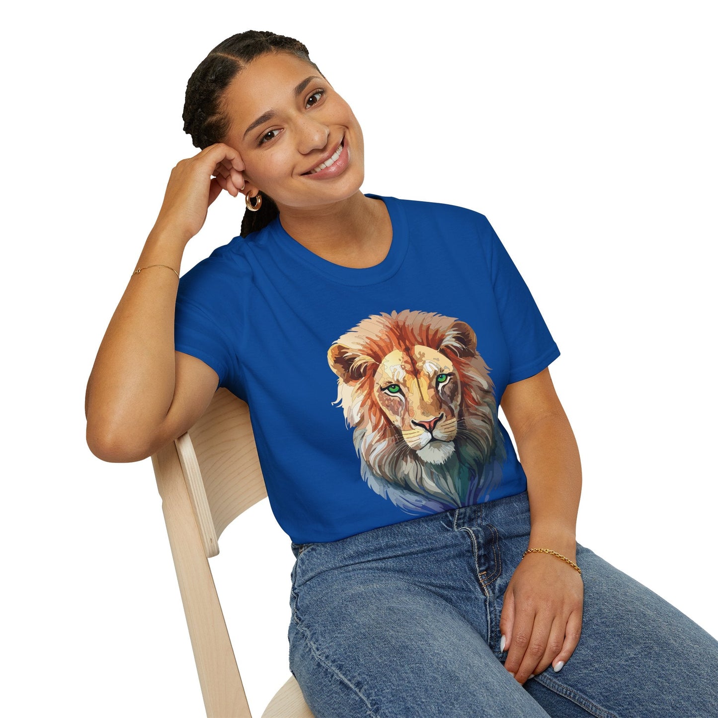 Gildan Softstyle Lion Shirt Unisex Floral Tee Animal Print Tee