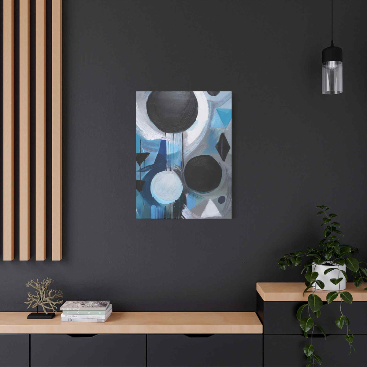 Blue Abstract Painting Print Canvas 20x24,20x30,24x30, 24x32,24x36,30x40, 32x48,36x48,40x60 Pine-Wood Inner Frame ABS-30