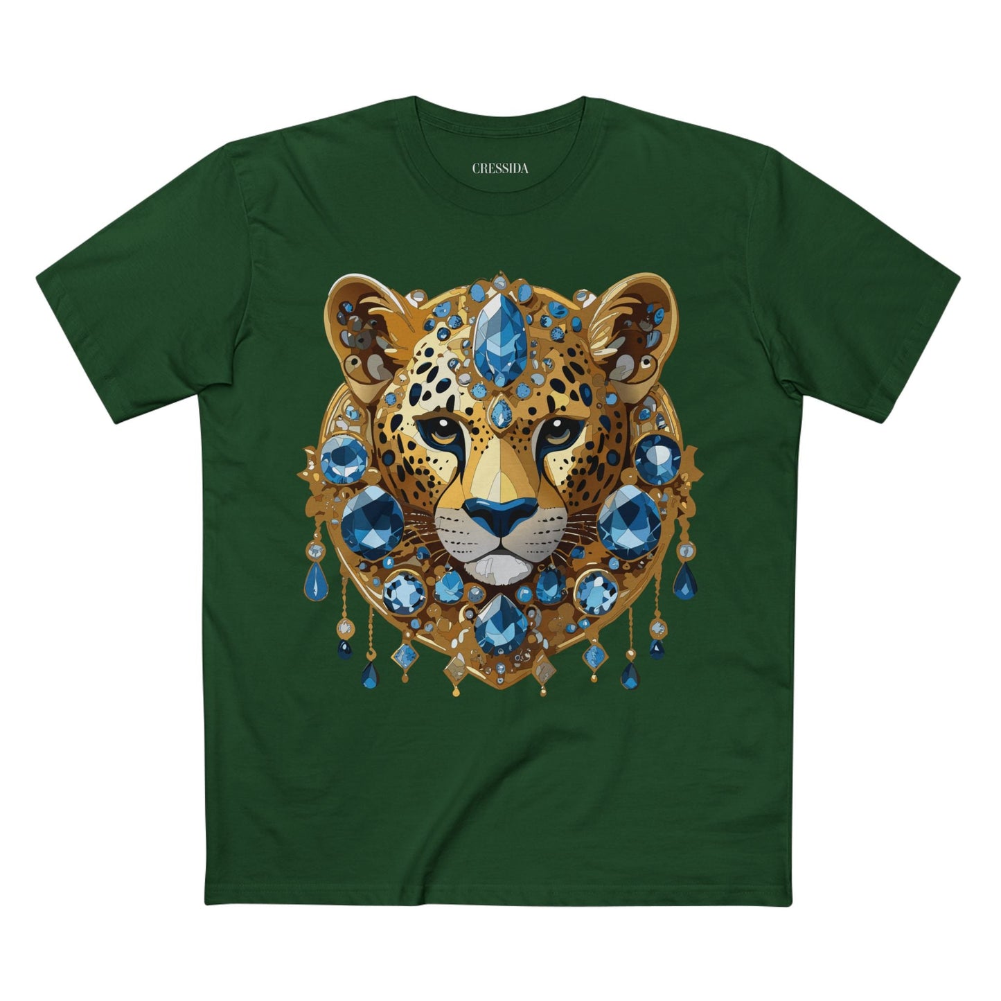 Cheetah Graphic Unisex 100 Cotton Tee With Unique Animal Golden Medallion Art Design 49