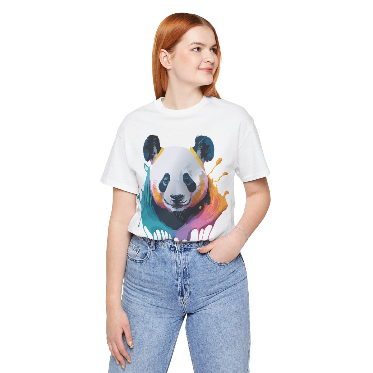 Panda Graphic Unisex Cotton Bella+Canvas Tee with Art Animal Design e148